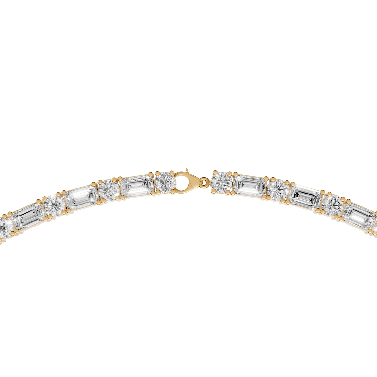 Aria Round & Emerald Cut Diamond Tennis Necklace in 14K Yellow Gold