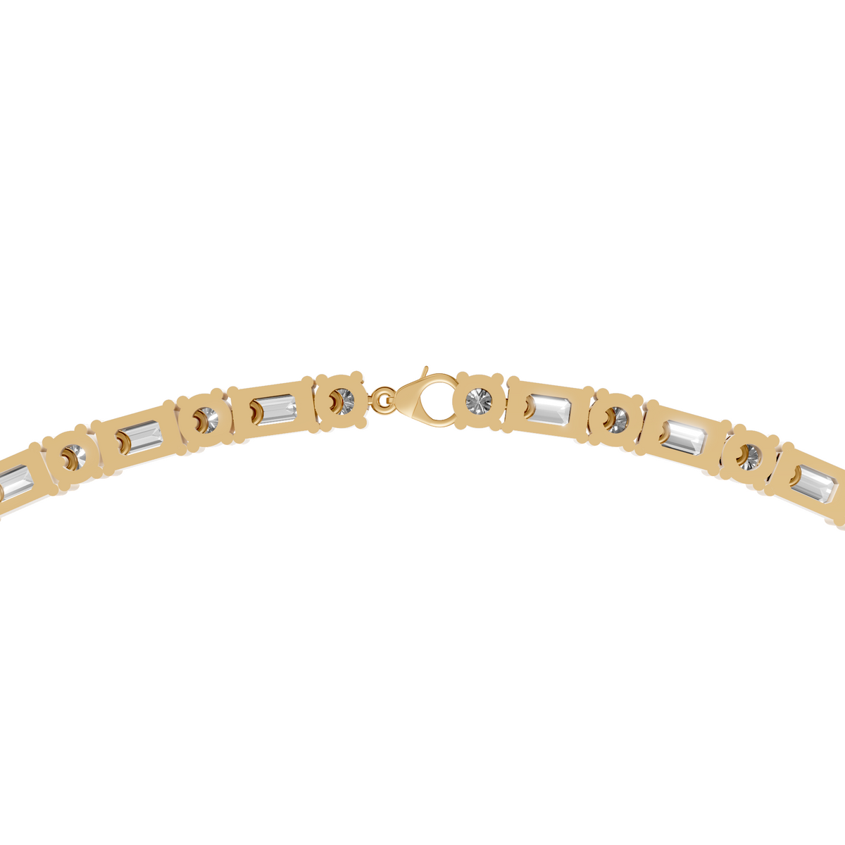 Aria Round & Emerald Cut Diamond Tennis Necklace in 14K Yellow Gold