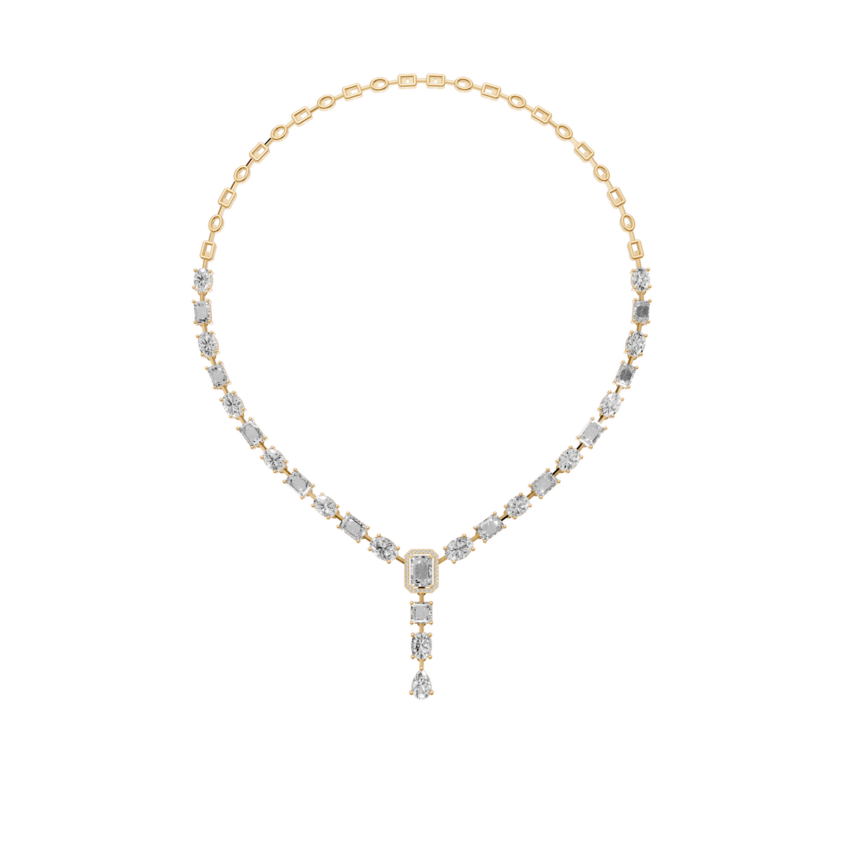 Celestia Multi-Shape Diamond Y Drop Necklace in 14K Yellow Gold