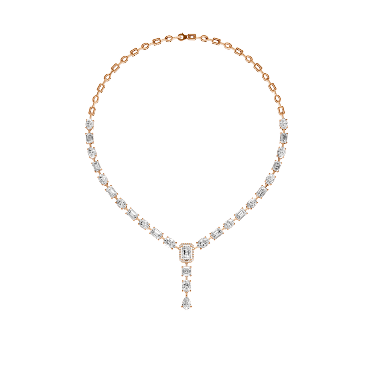Celestia Multi-Shape Diamond Y Drop Necklace in 14K Yellow Gold