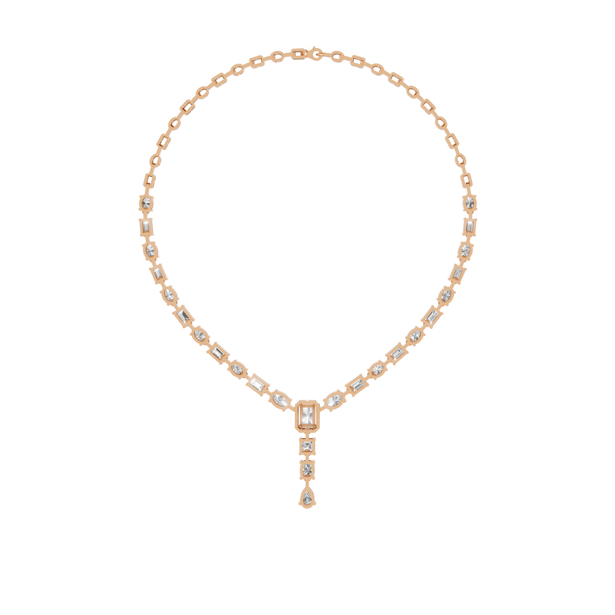 Celestia Multi-Shape Diamond Y Drop Necklace in 14K Yellow Gold
