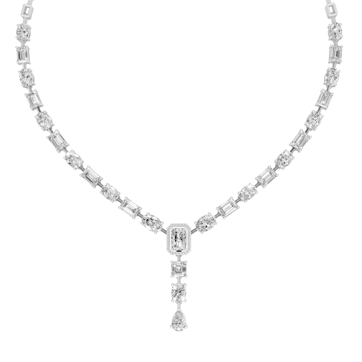 Celestia Multi-Shape Diamond Y Drop Necklace in 14K Yellow Gold