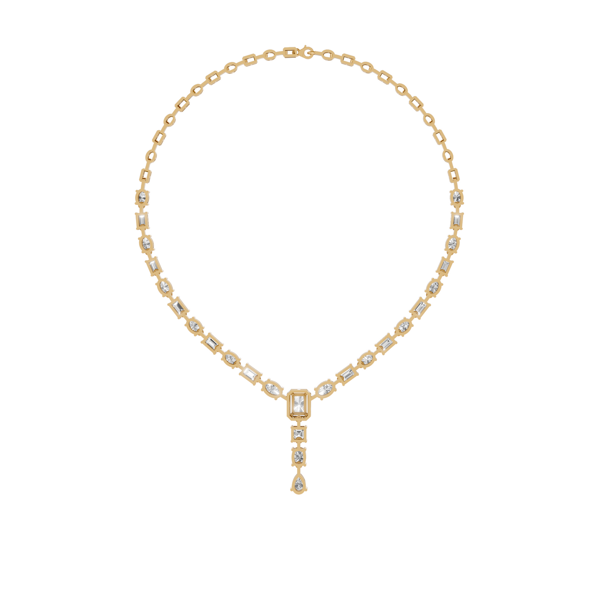 Celestia Multi-Shape Diamond Y Drop Necklace in 14K Yellow Gold