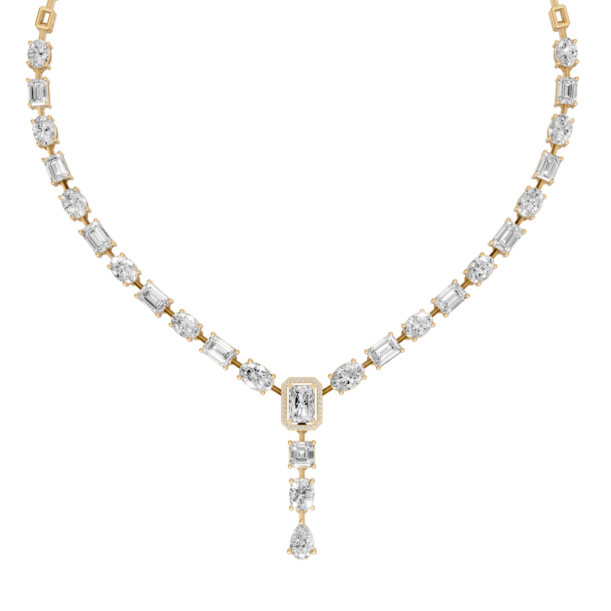 Celestia Multi-Shape Diamond Y Drop Necklace in 14K Yellow Gold