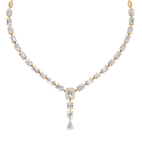 Celestia Multi-Shape Diamond Y Drop Necklace in 14K Yellow Gold
