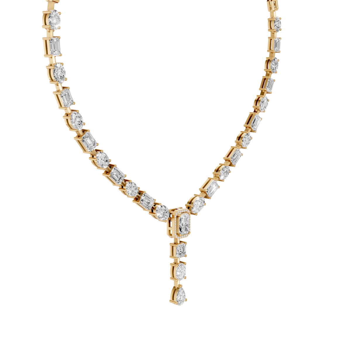 Celestia Multi-Shape Diamond Y Drop Necklace in 14K Yellow Gold