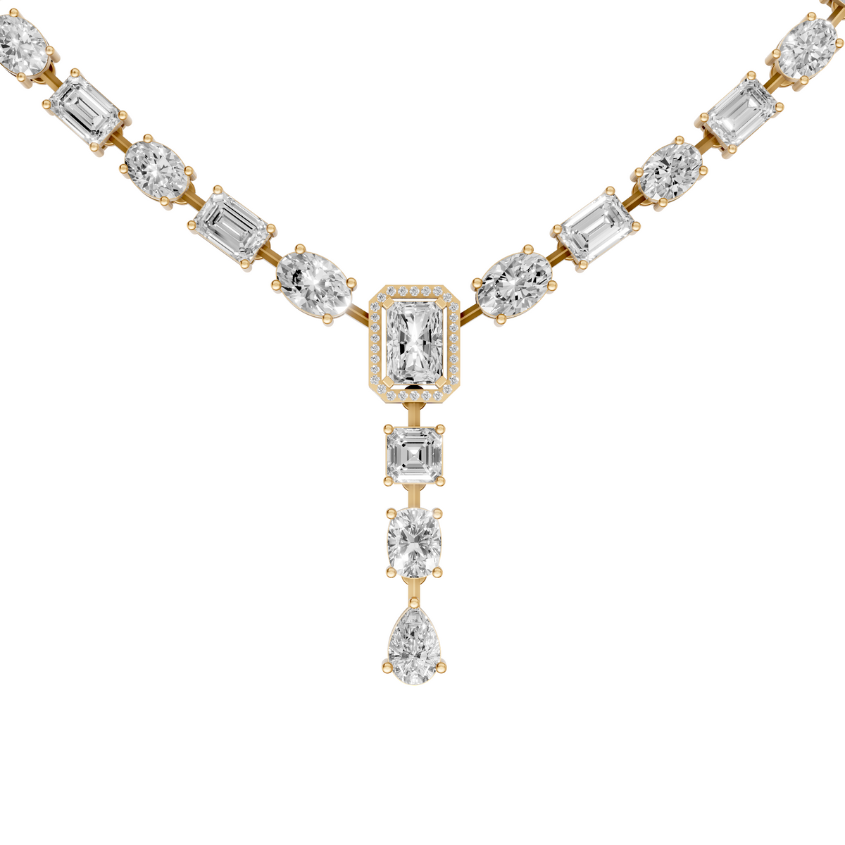 Celestia Multi-Shape Diamond Y Drop Necklace in 14K Yellow Gold
