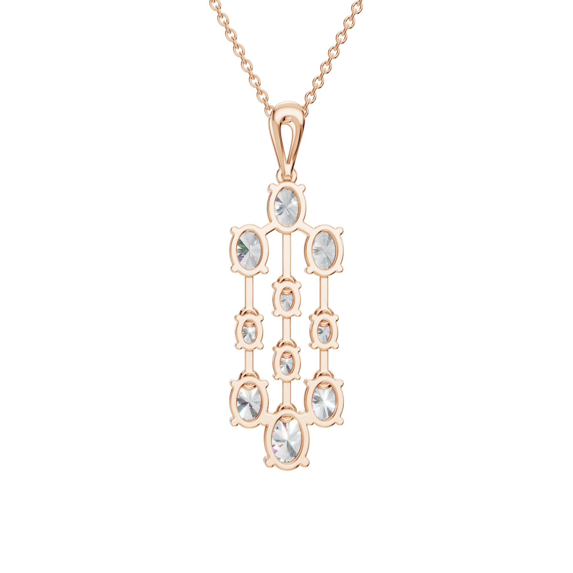 3.50 CTW Oval Diamond Cascade Drop Pendant Necklace