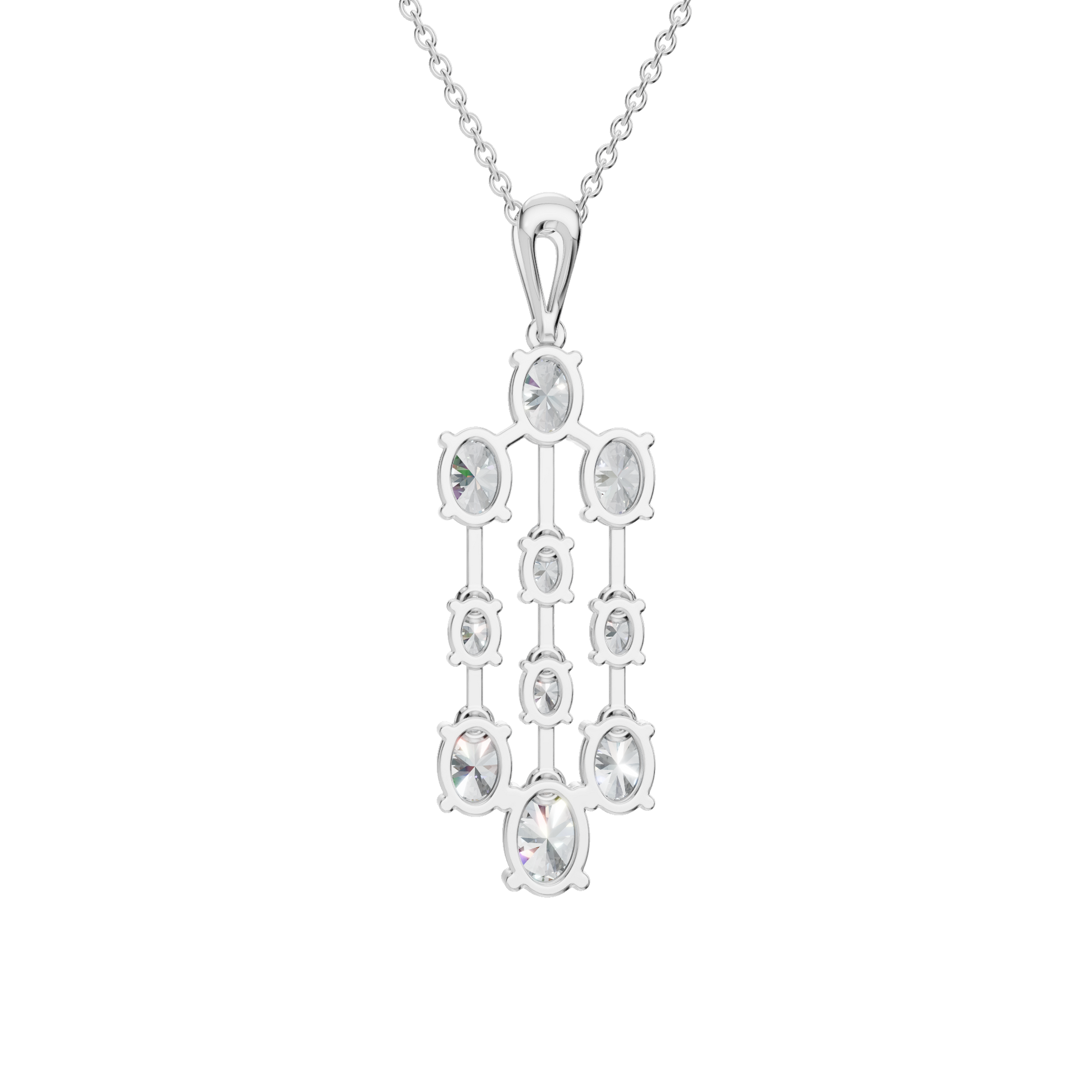 3.50 CTW Oval Diamond Cascade Drop Pendant Necklace
