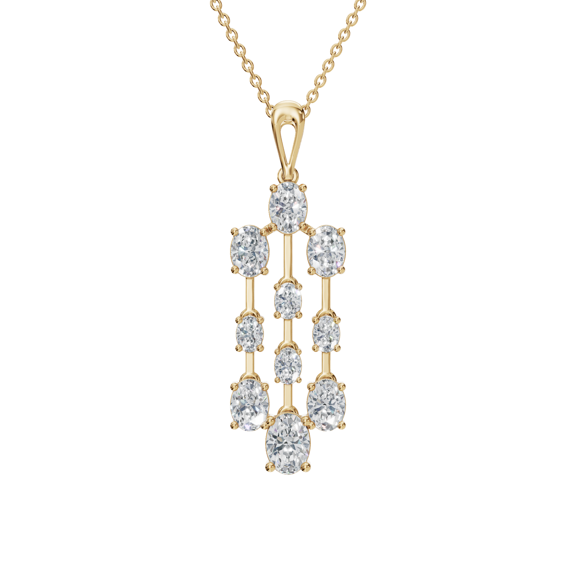 3.50 CTW Oval Diamond Cascade Drop Pendant Necklace