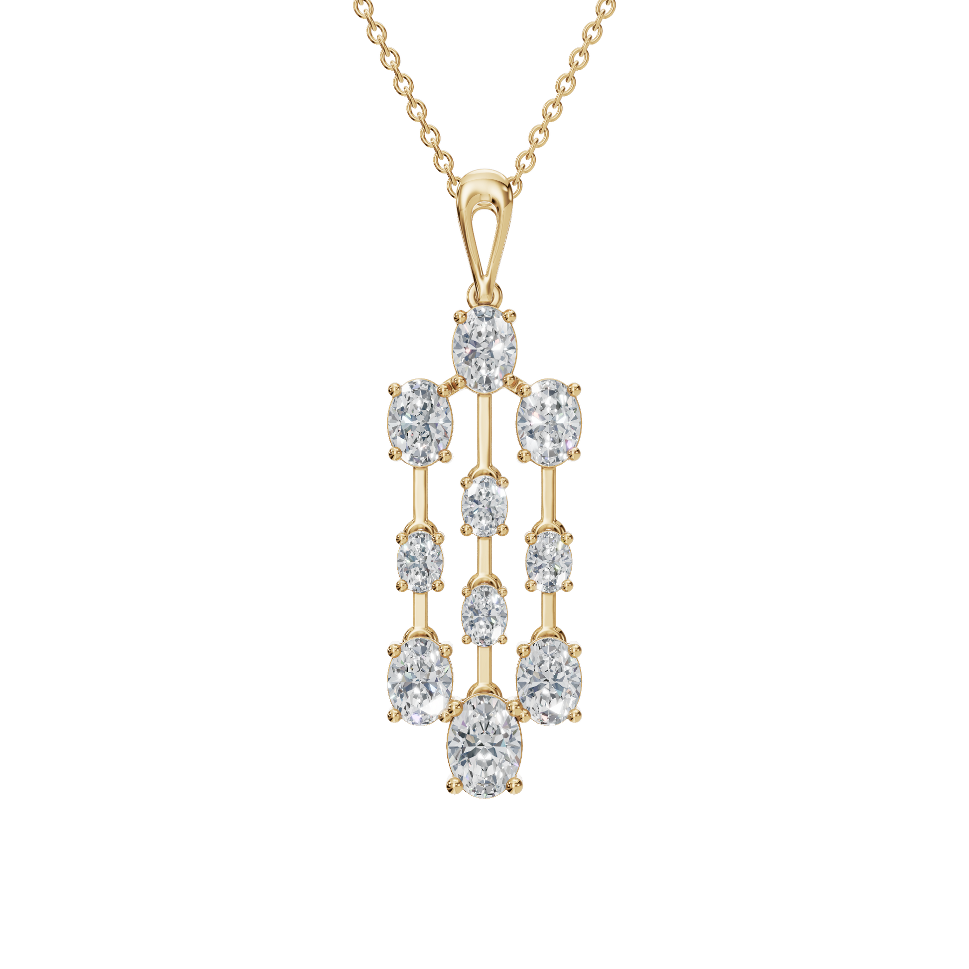 3.50 CTW Oval Diamond Cascade Drop Pendant Necklace