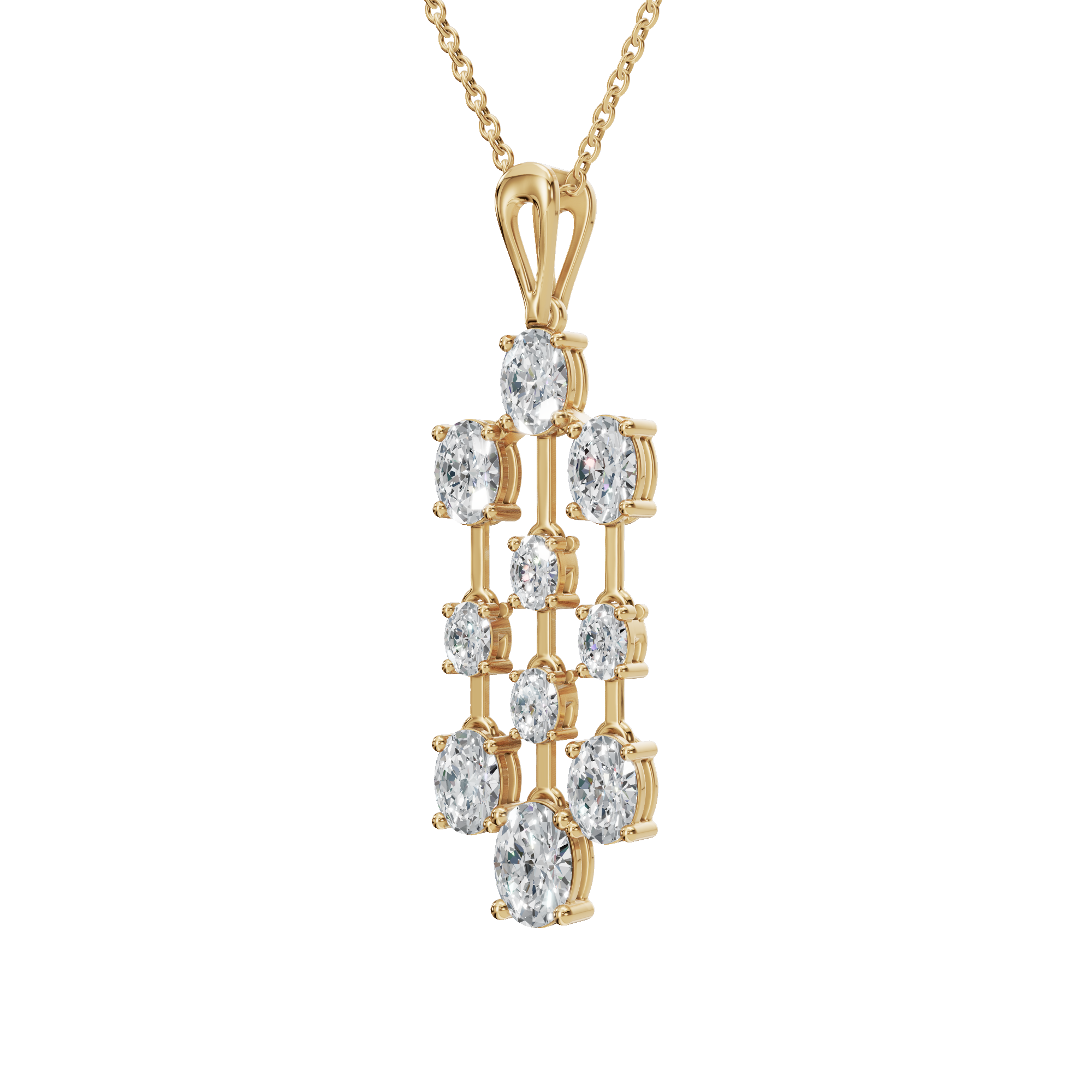 3.50 CTW Oval Diamond Cascade Drop Pendant Necklace