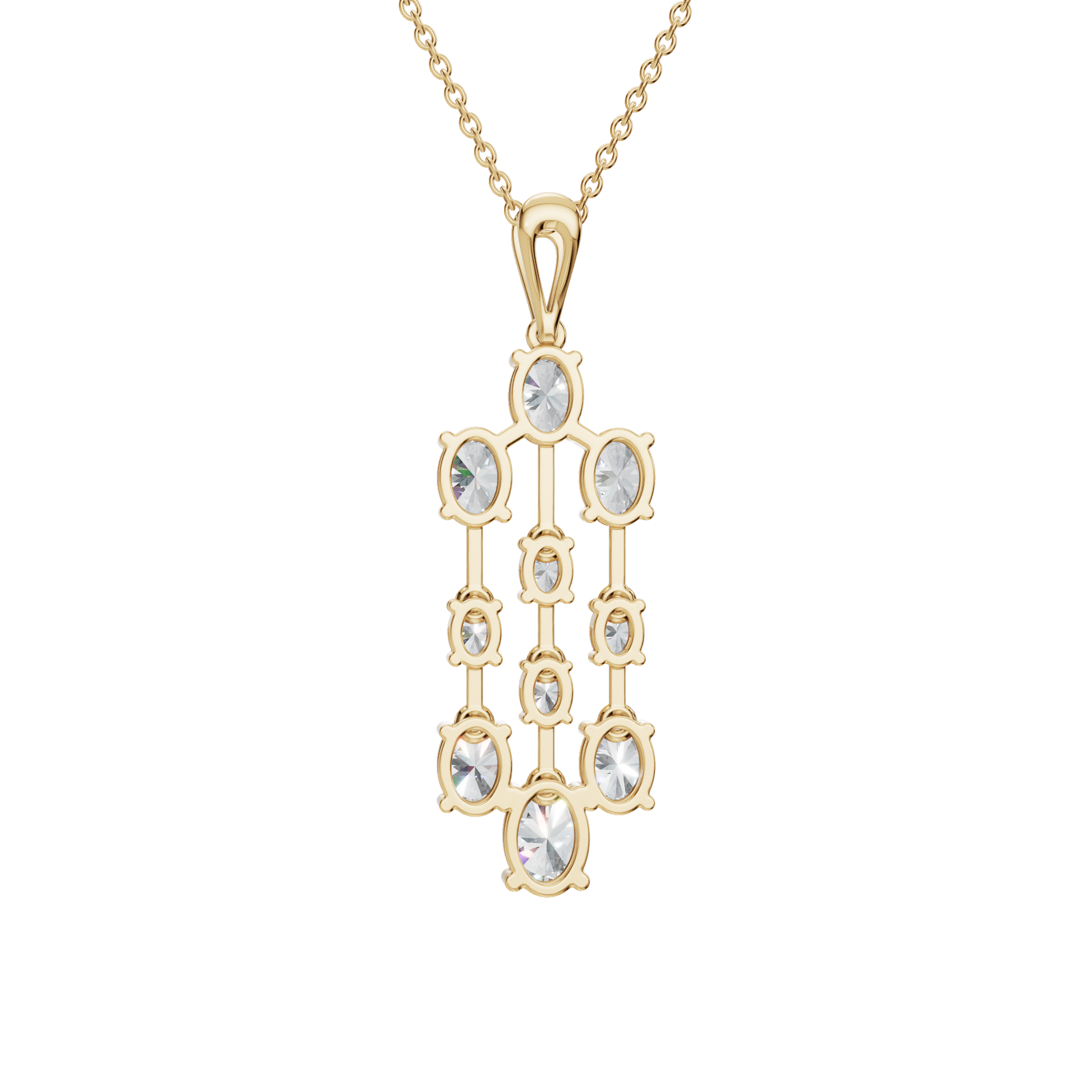 3.50 CTW Oval Diamond Cascade Drop Pendant Necklace