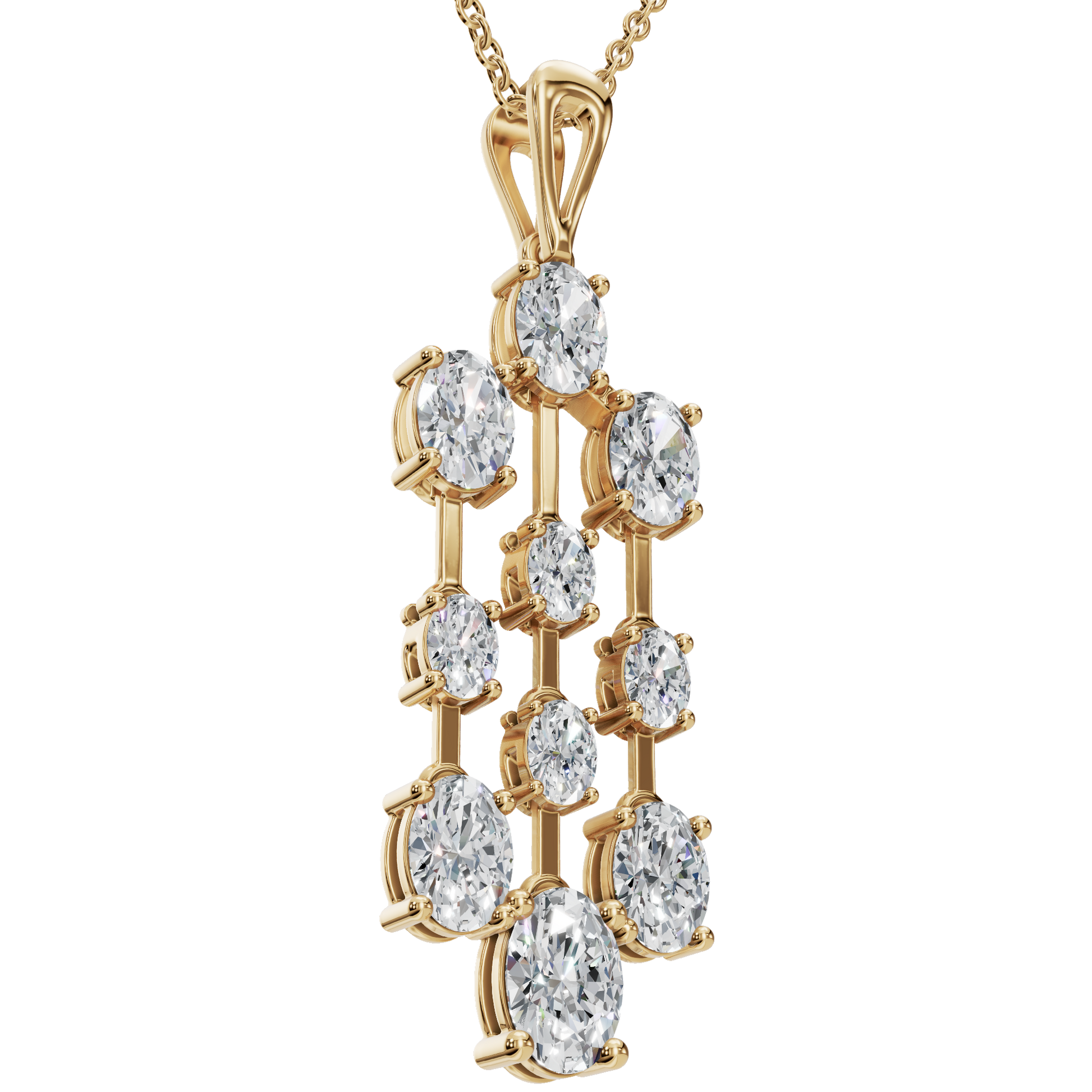 3.50 CTW Oval Diamond Cascade Drop Pendant Necklace