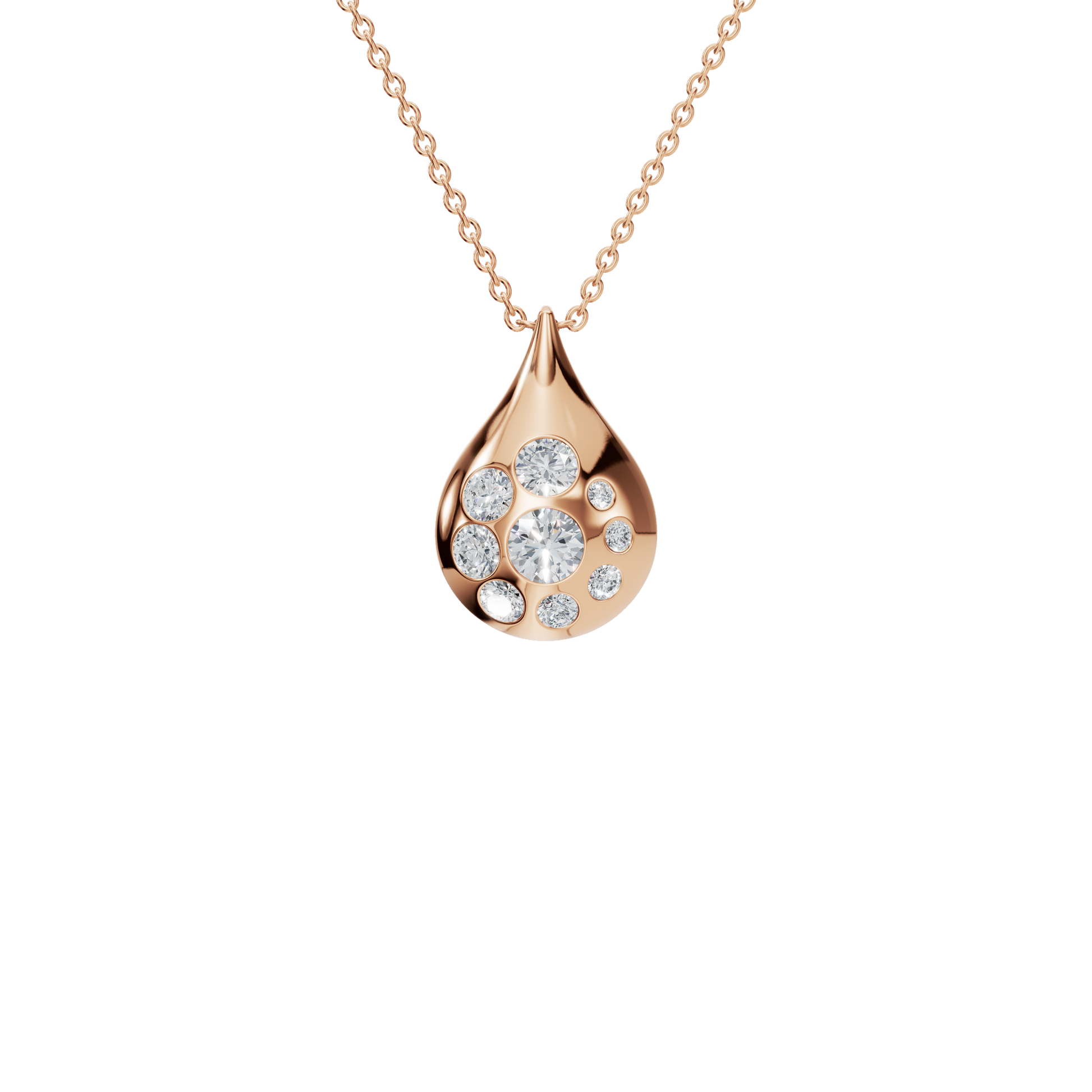 Lustre Drop Lab Grown Diamond Cluster Pendant Necklace