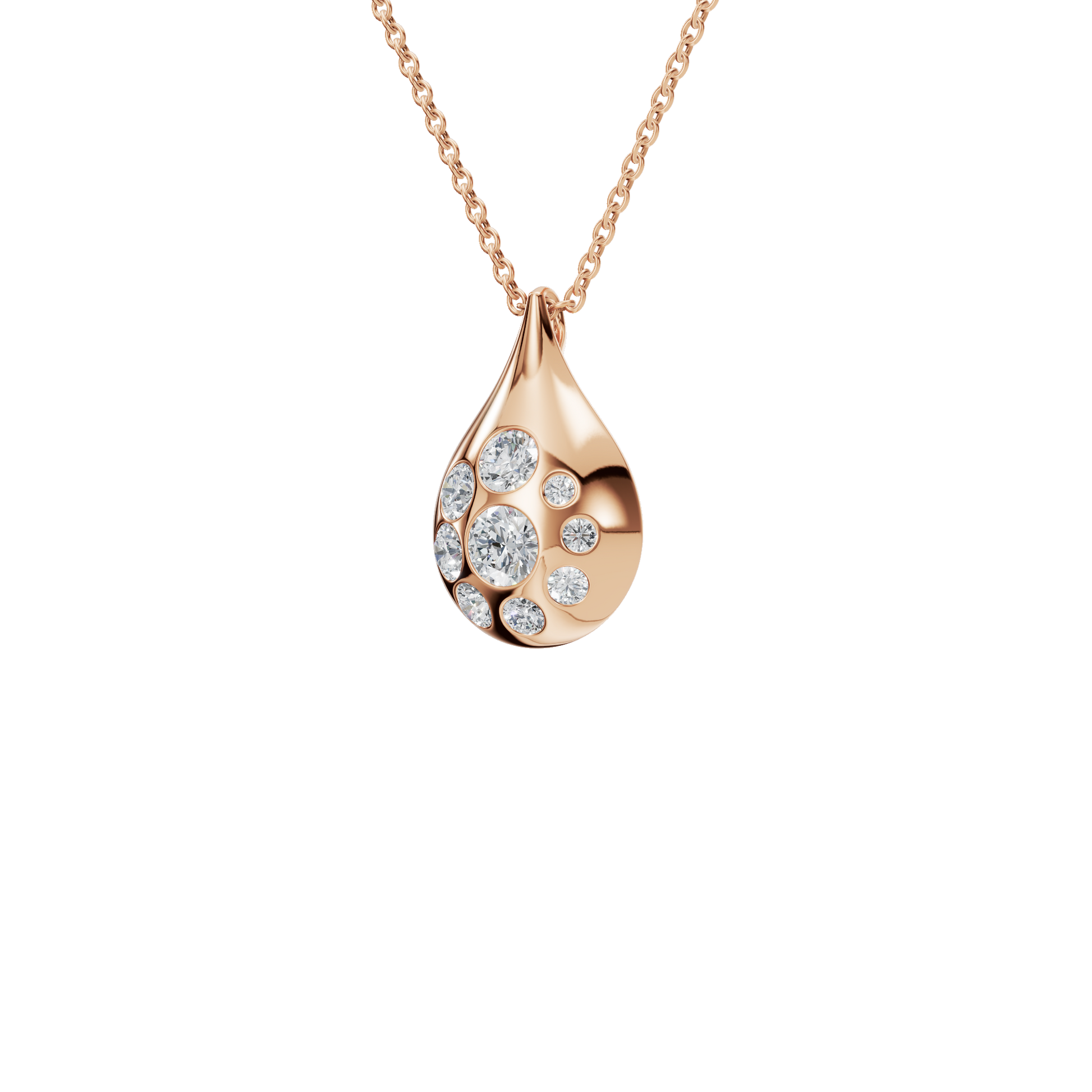 Lustre Drop Lab Grown Diamond Cluster Pendant Necklace