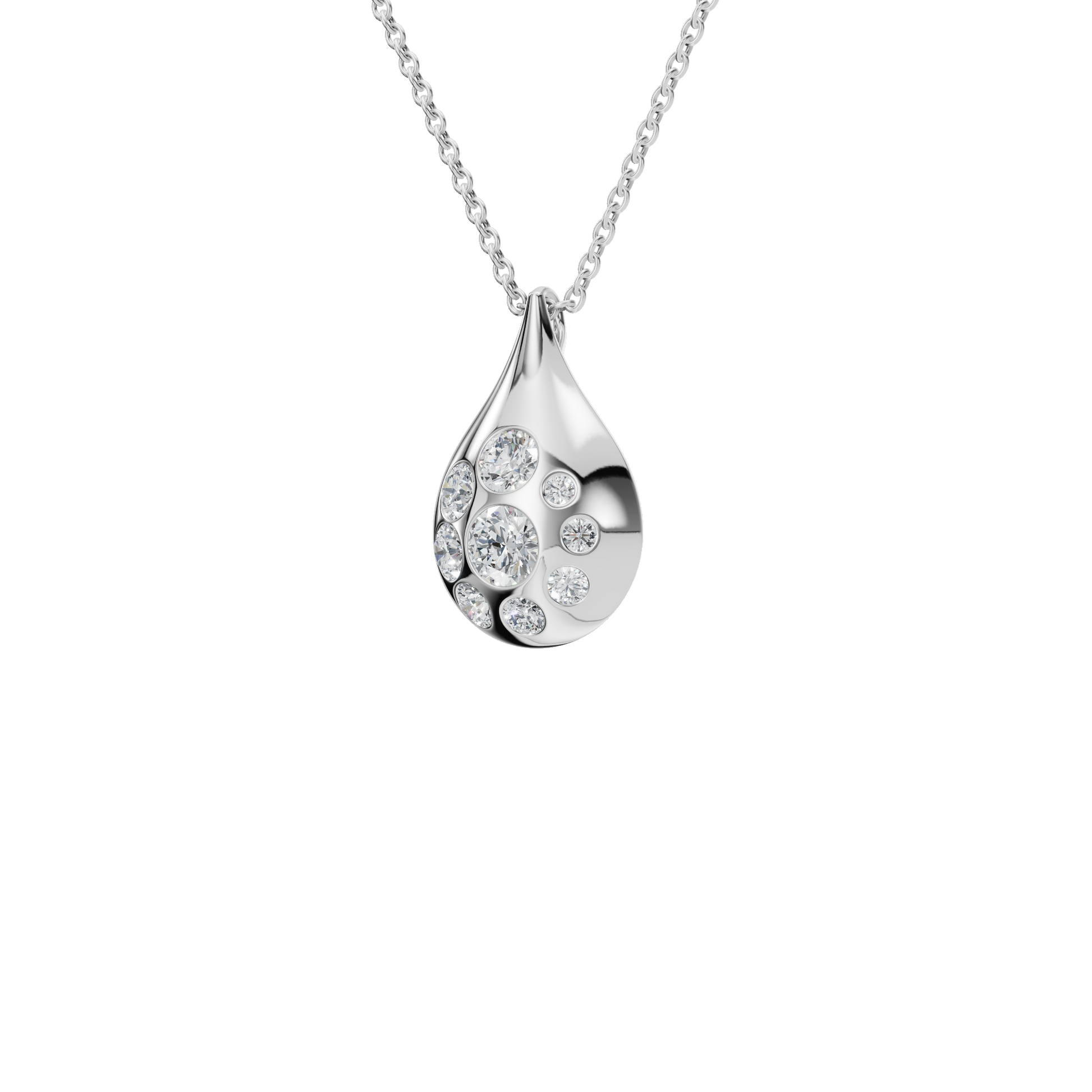 Lustre Drop Lab Grown Diamond Cluster Pendant Necklace