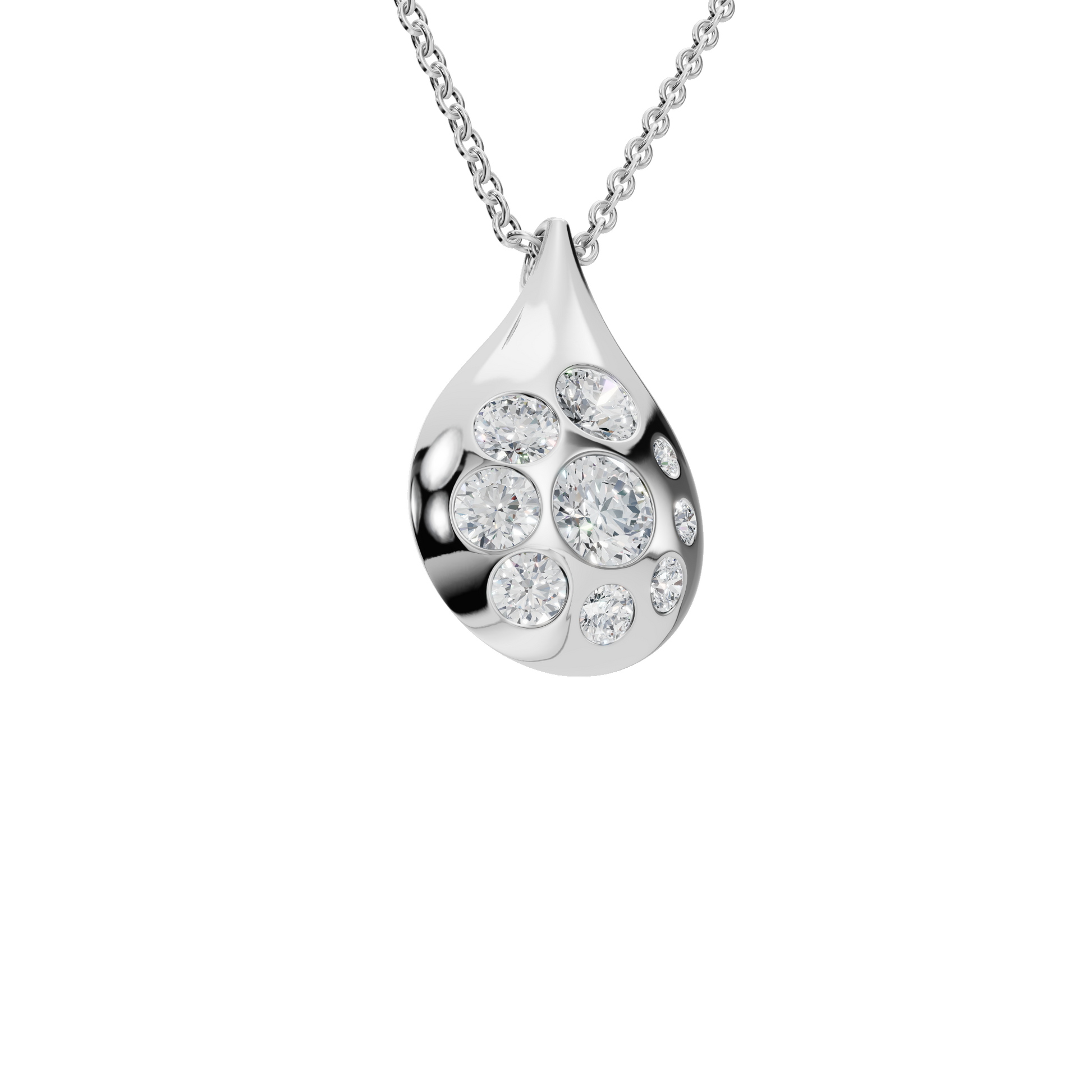 Lustre Drop Lab Grown Diamond Cluster Pendant Necklace