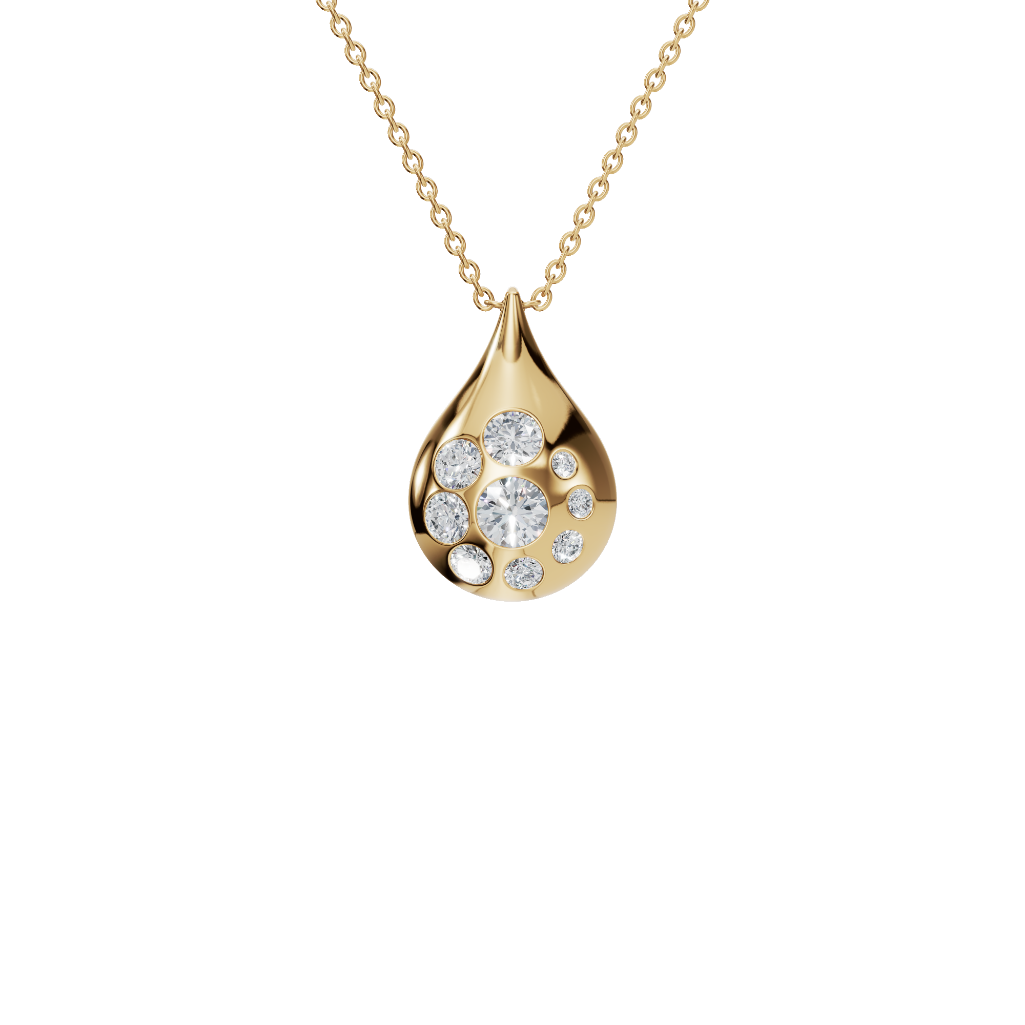 Lustre Drop Lab Grown Diamond Cluster Pendant Necklace