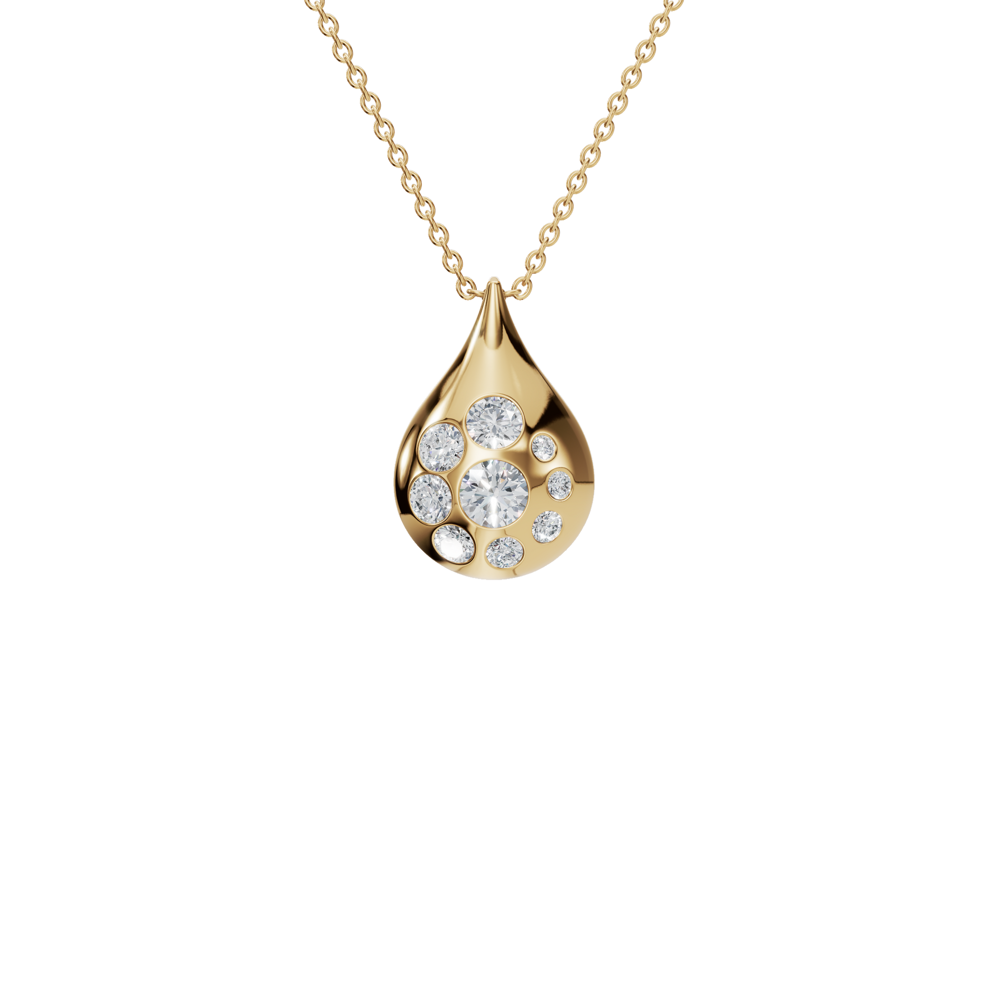 Lustre Drop Lab Grown Diamond Cluster Pendant Necklace