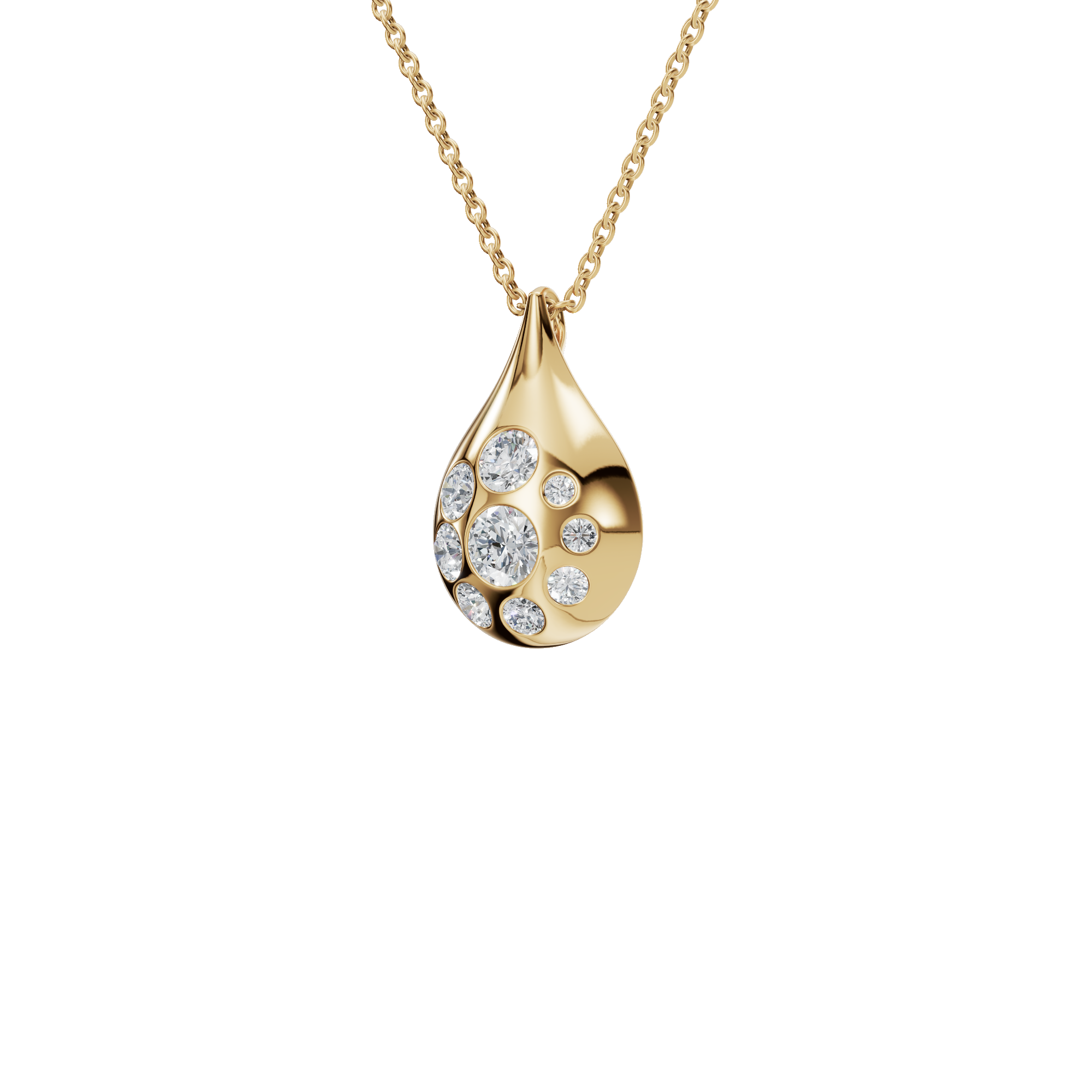 Lustre Drop Lab Grown Diamond Cluster Pendant Necklace