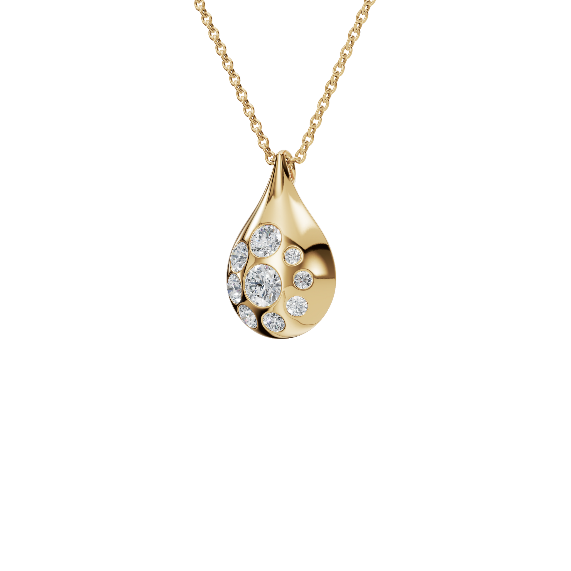 Lustre Drop Lab Grown Diamond Cluster Pendant Necklace
