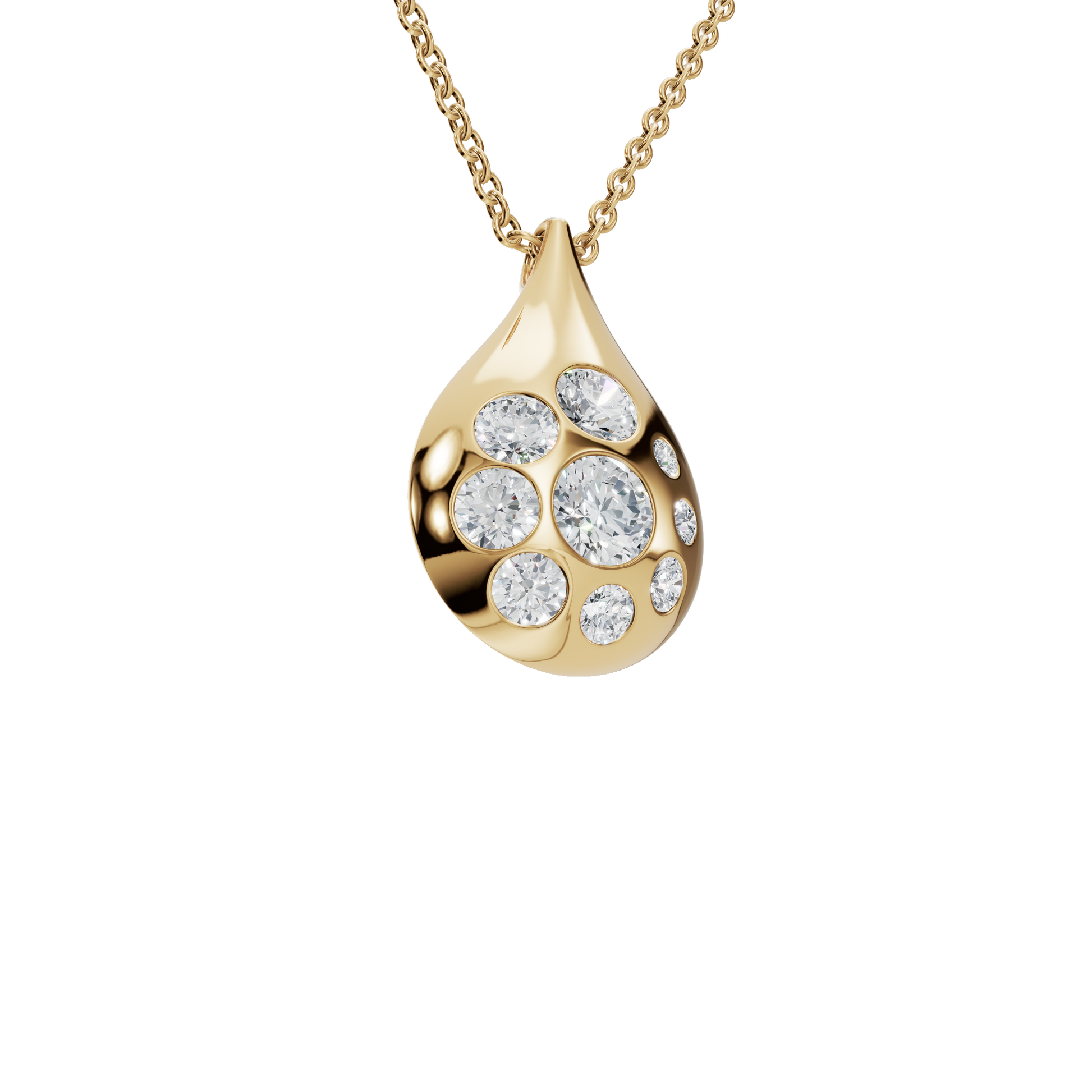 Lustre Drop Lab Grown Diamond Cluster Pendant Necklace