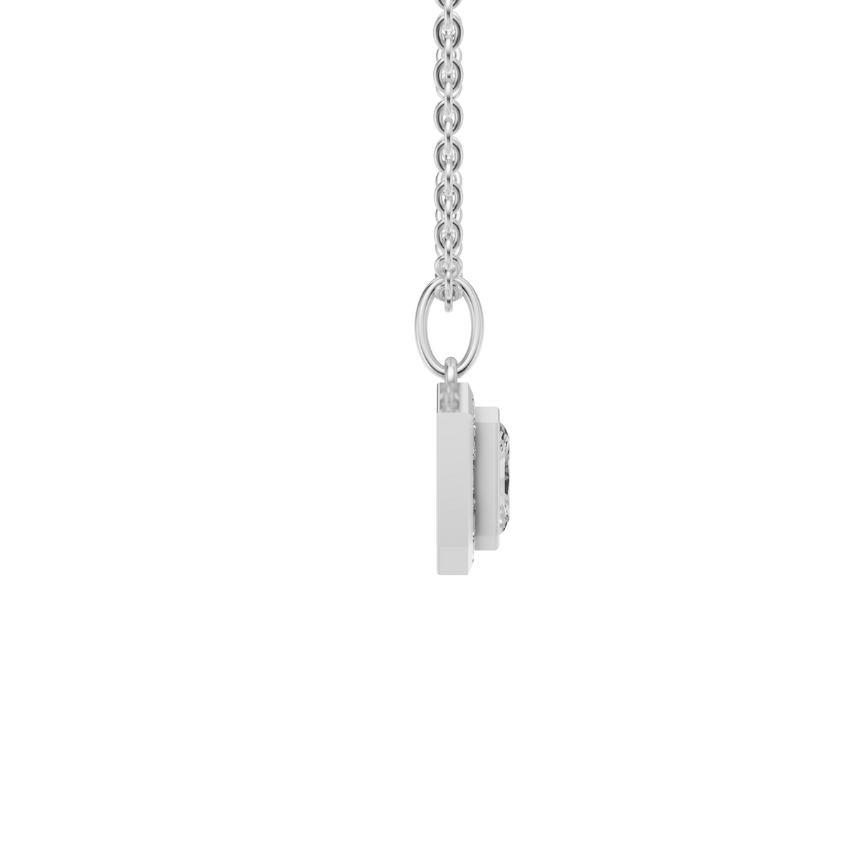 Aria Radiant Cut Bezel Halo Diamond Pendant In 14K Gold