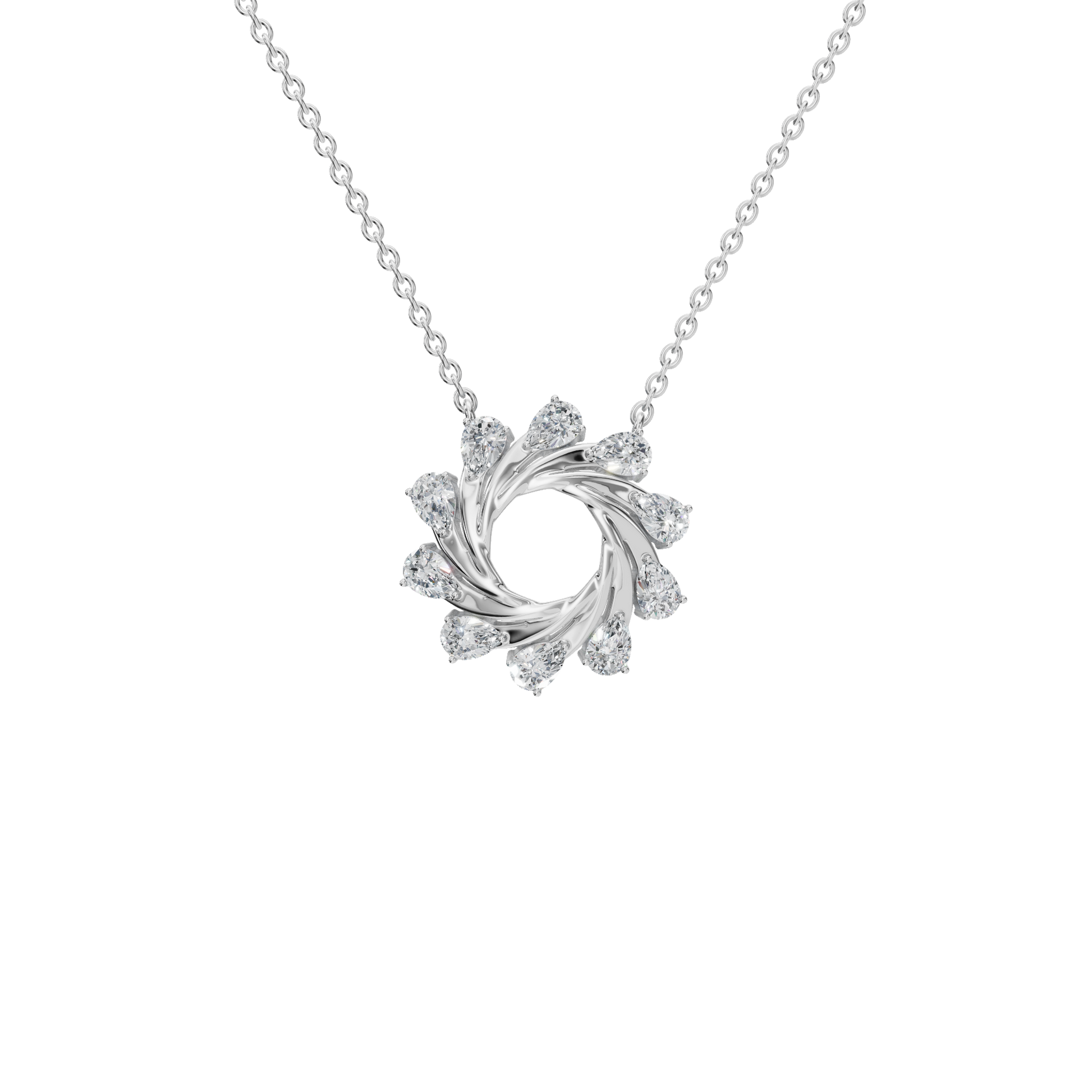 0.95Ctw Pear Shape Diamond Twisted Circle – Elegant Spiral Gold Necklace