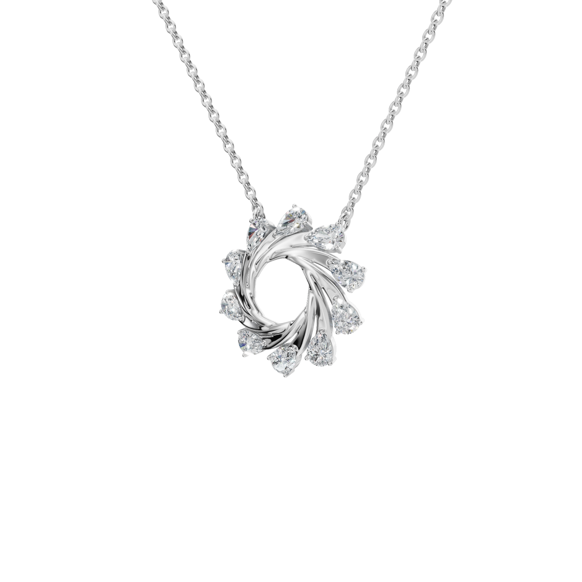 0.95Ctw Pear Shape Diamond Twisted Circle – Elegant Spiral Gold Necklace