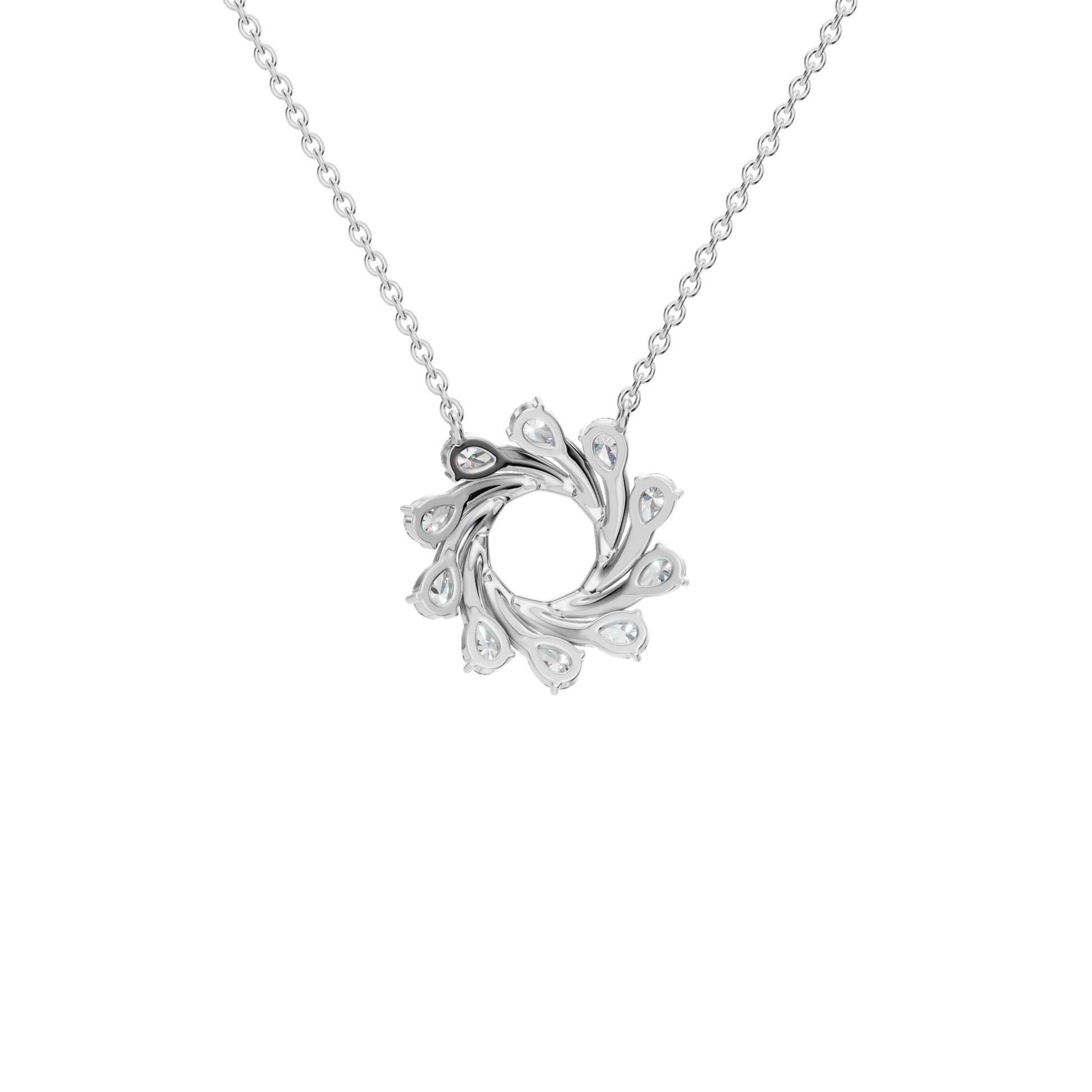 0.95Ctw Pear Shape Diamond Twisted Circle – Elegant Spiral Gold Necklace