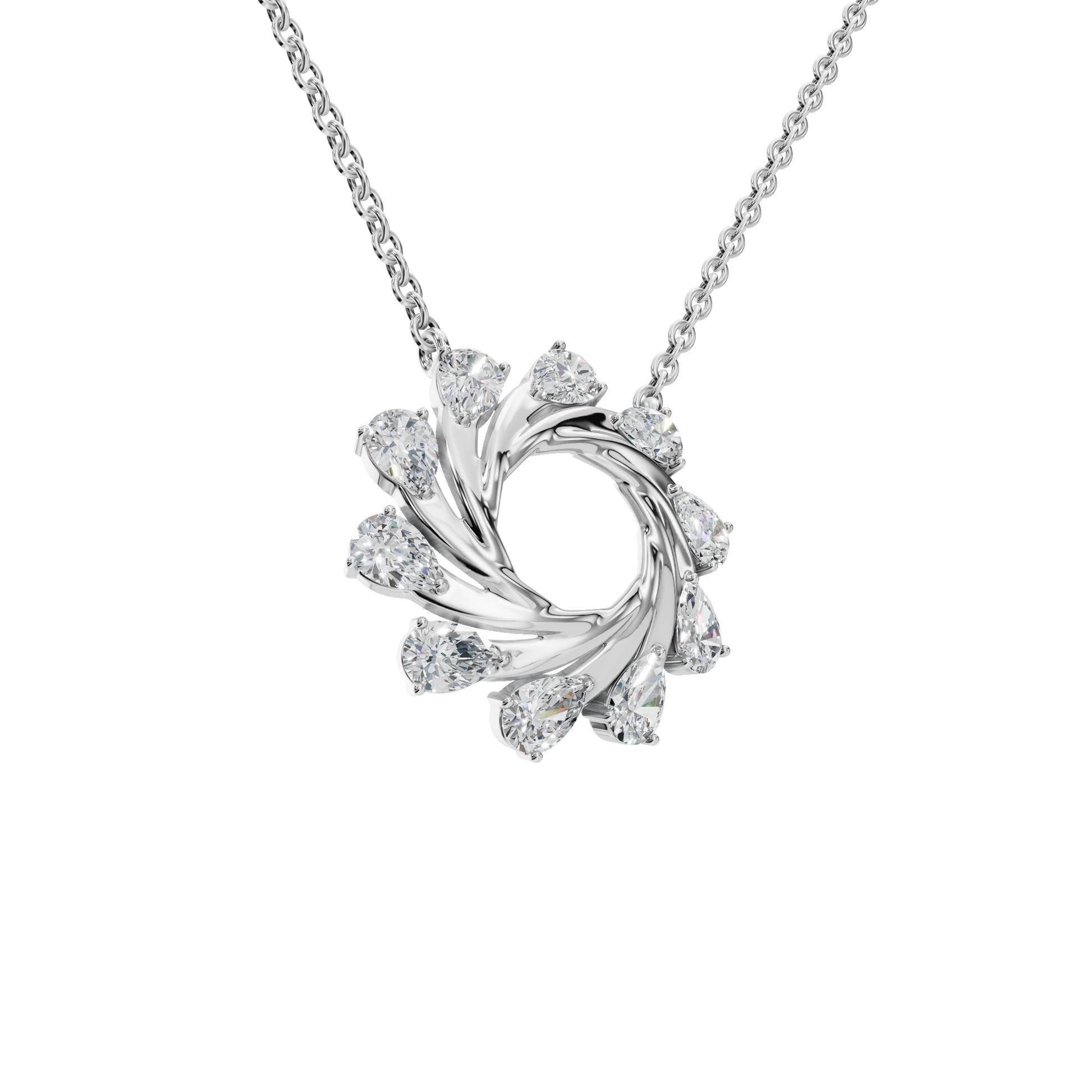 0.95Ctw Pear Shape Diamond Twisted Circle – Elegant Spiral Gold Necklace