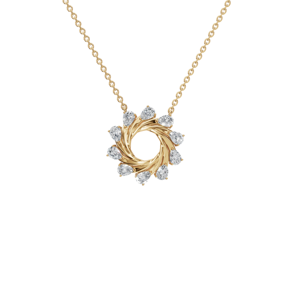 0.95 Ctw Pear Shape Diamond Twisted Circle – Elegant Spiral Gold Necklace