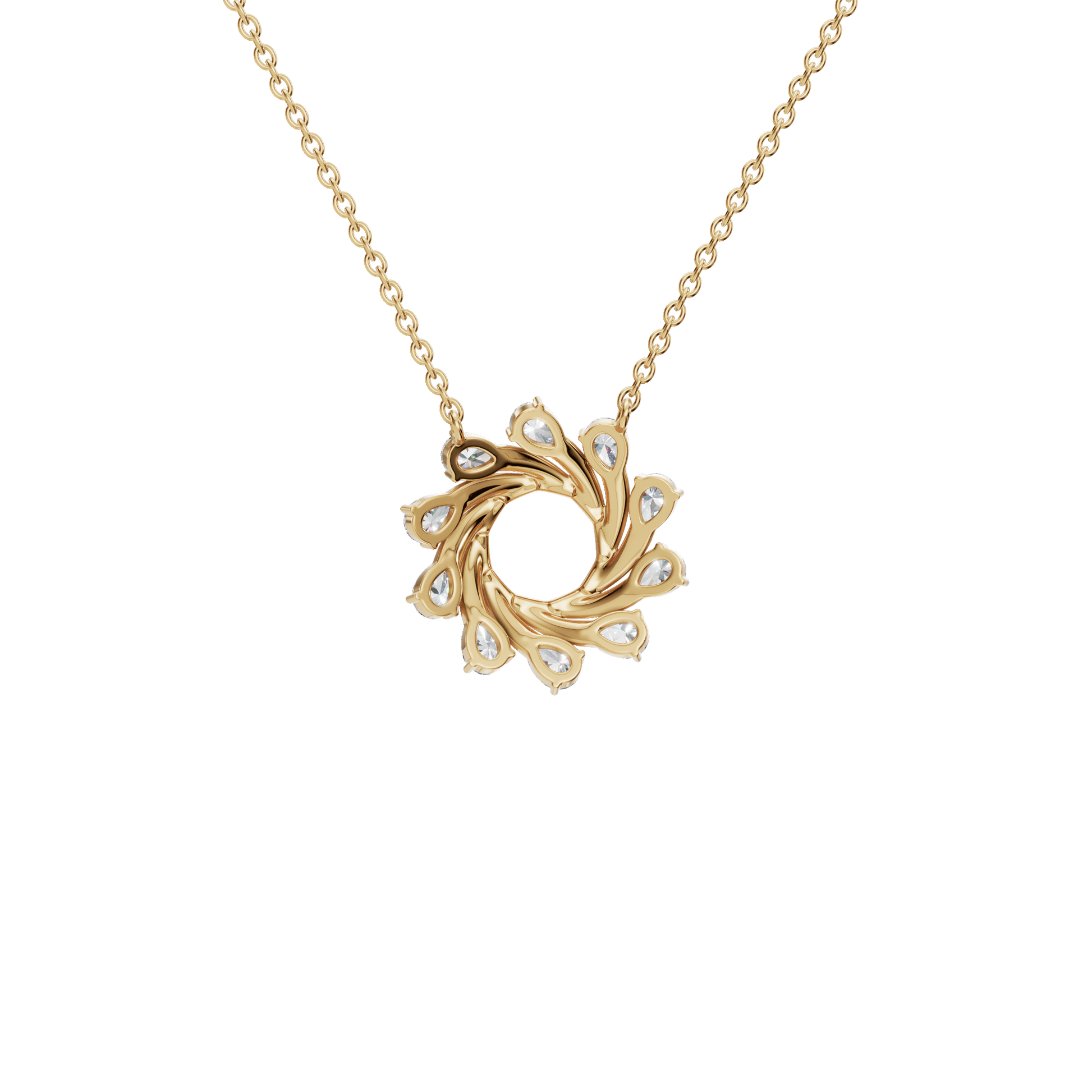 0.95Ctw Pear Shape Diamond Twisted Circle – Elegant Spiral Gold Necklace