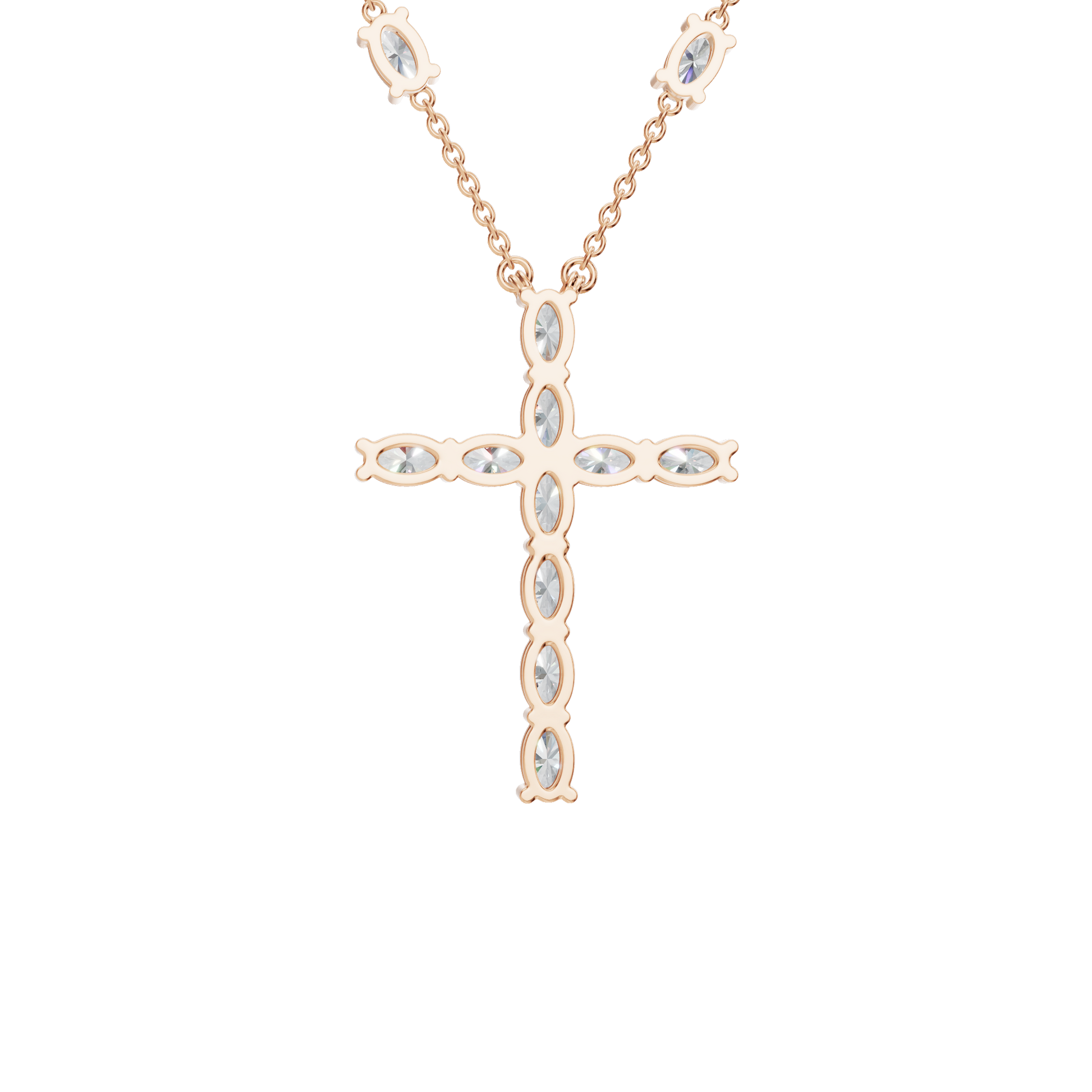 3.01Ctw Oval Diamond Cross Pendant Necklace in Solid Gold