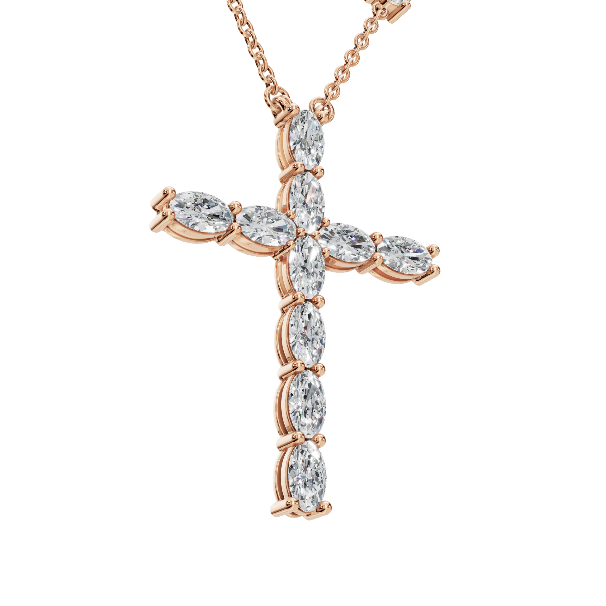 3.01Ctw Oval Diamond Cross Pendant Necklace in Solid Gold