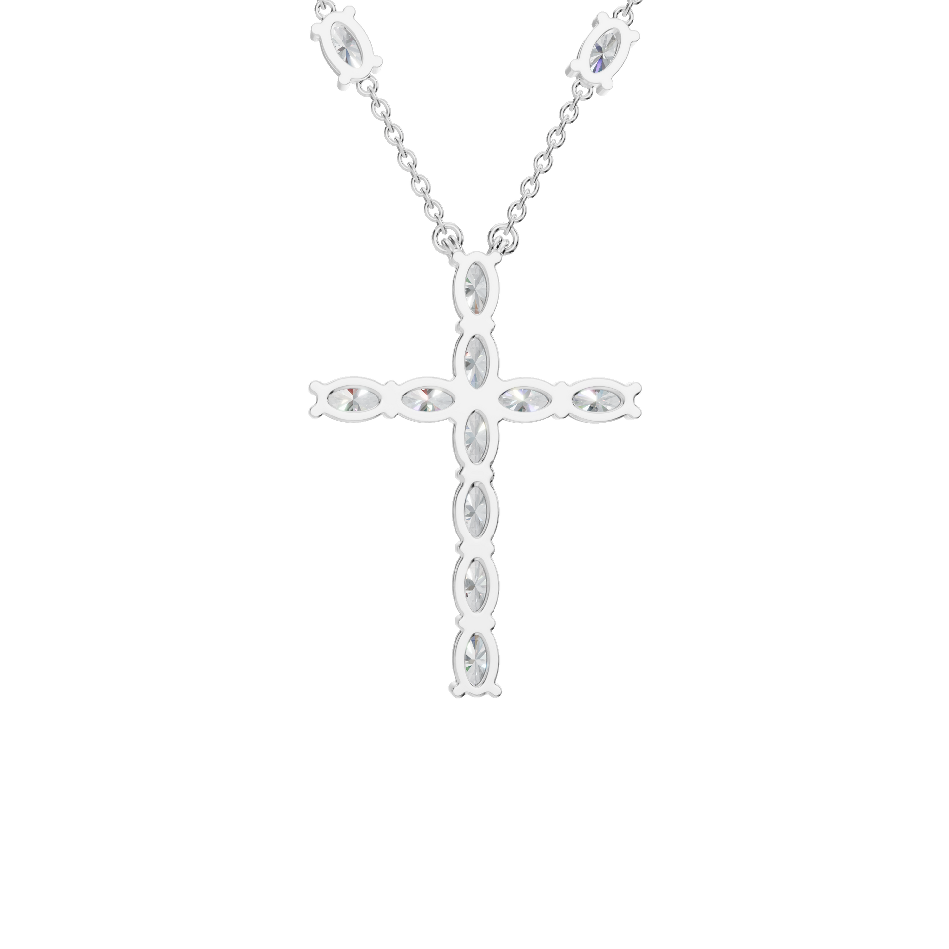 3.01Ctw Oval Diamond Cross Pendant Necklace in Solid Gold