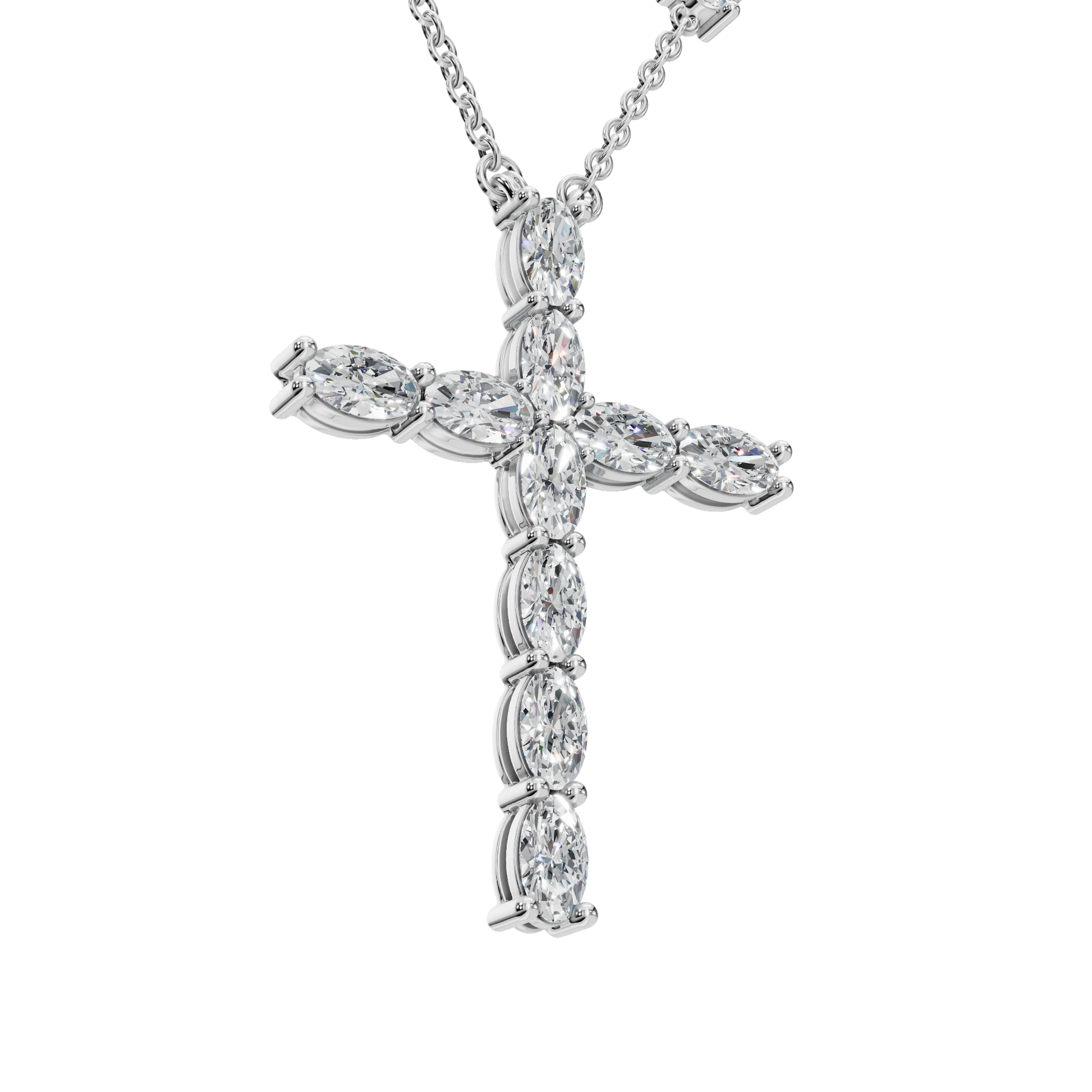 3.01Ctw Oval Diamond Cross Pendant Necklace in Solid Gold