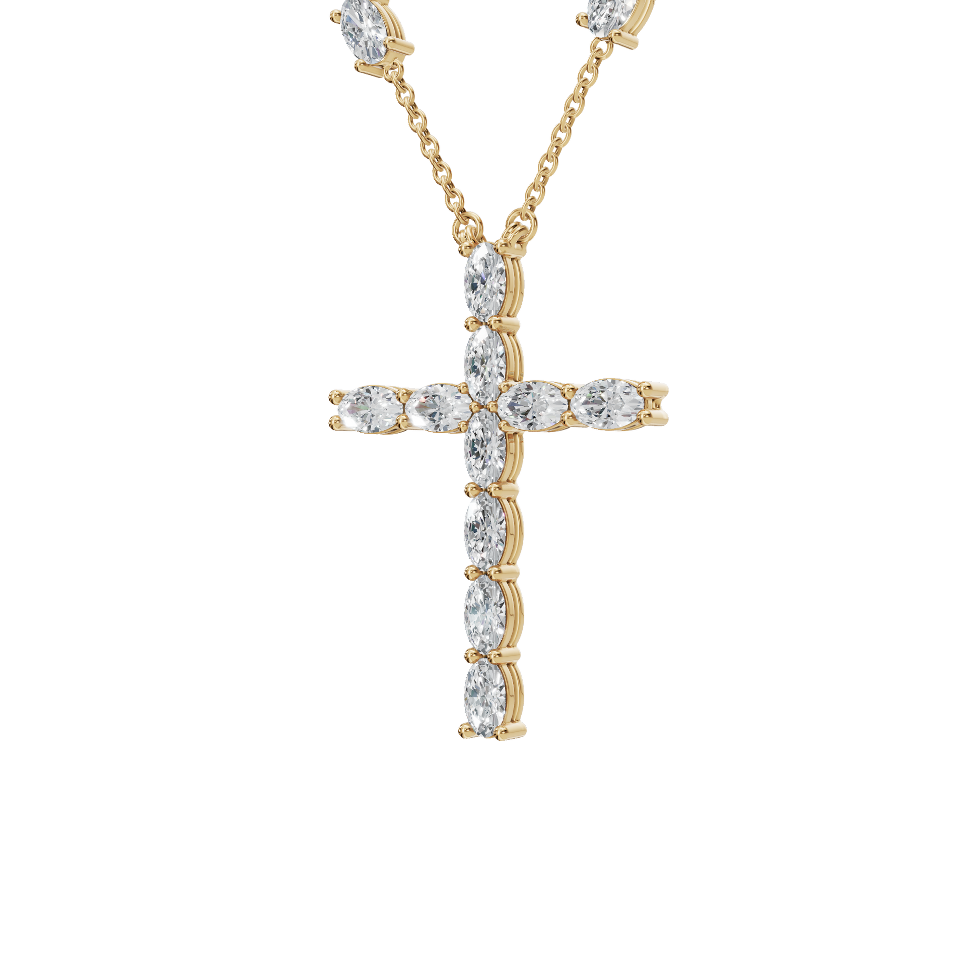 3.01Ctw Oval Diamond Cross Pendant Necklace in Solid Gold