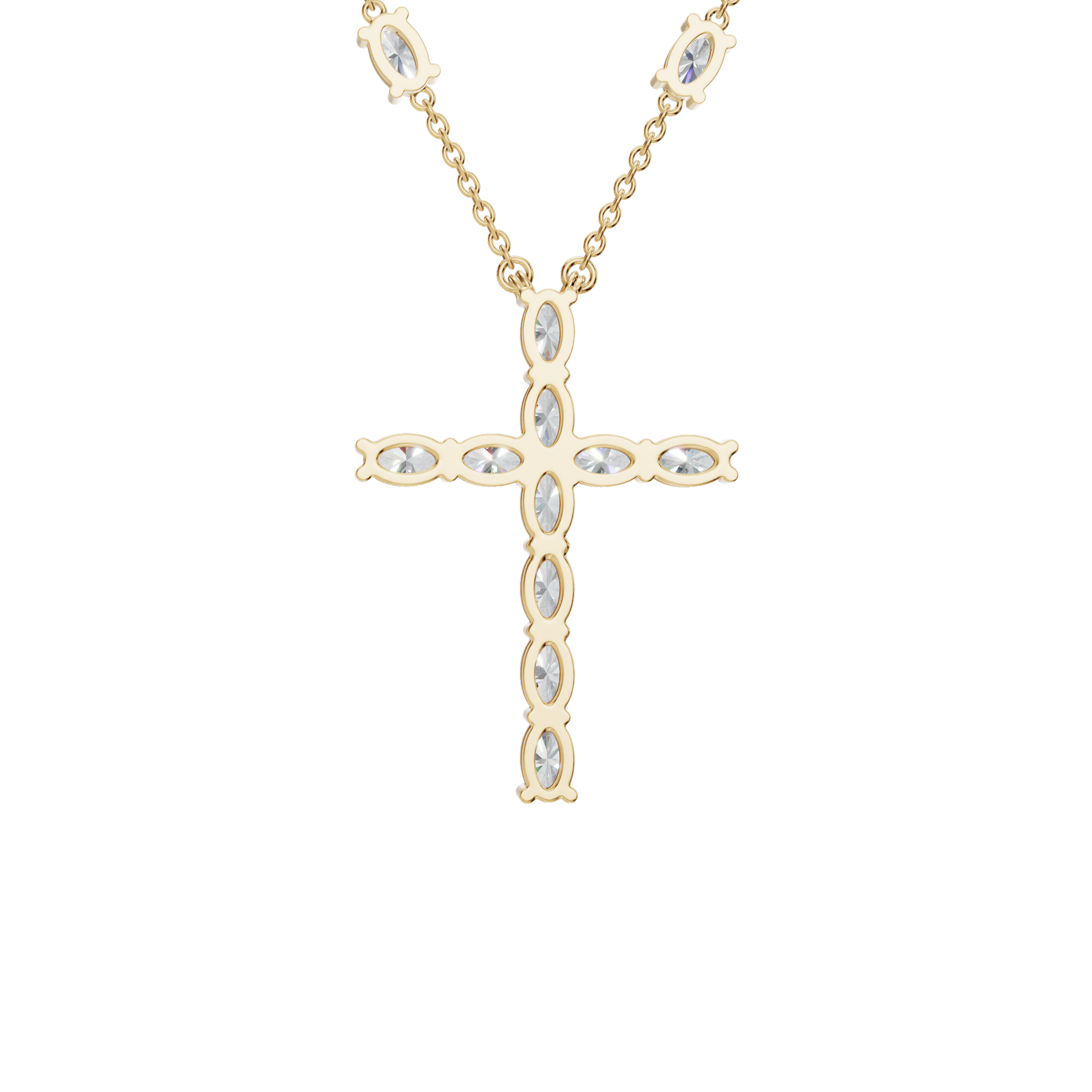 3.01Ctw Oval Diamond Cross Pendant Necklace in Solid Gold