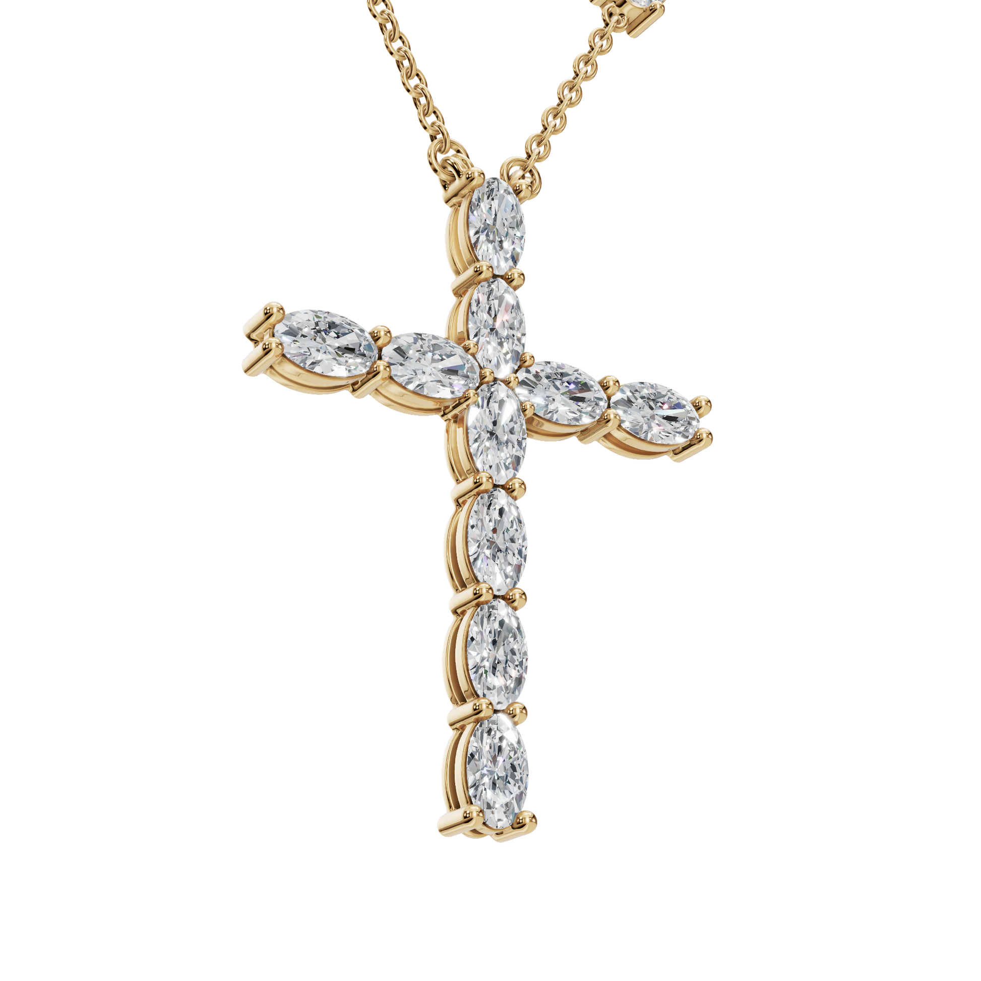 3.01Ctw Oval Diamond Cross Pendant Necklace in Solid Gold