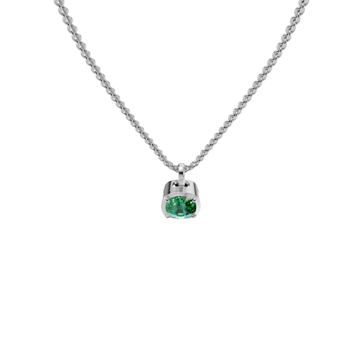 Green Diamond Pendant, Cushion Cut Colored Diamond Necklace