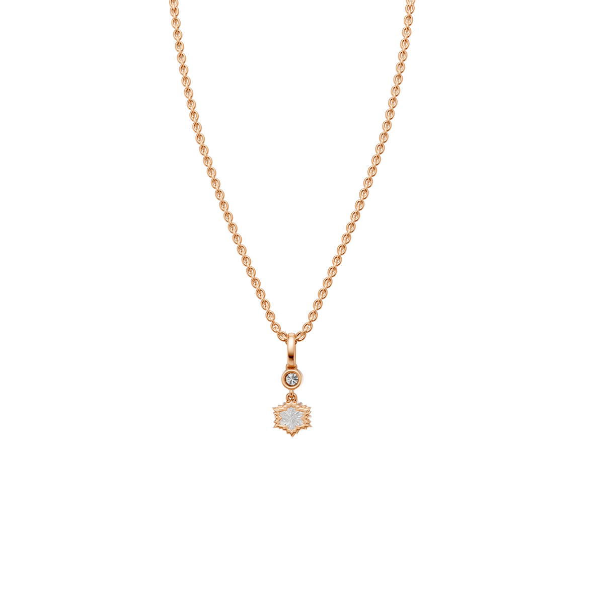 Lab Diamond Starburst Necklace Floral Pendant