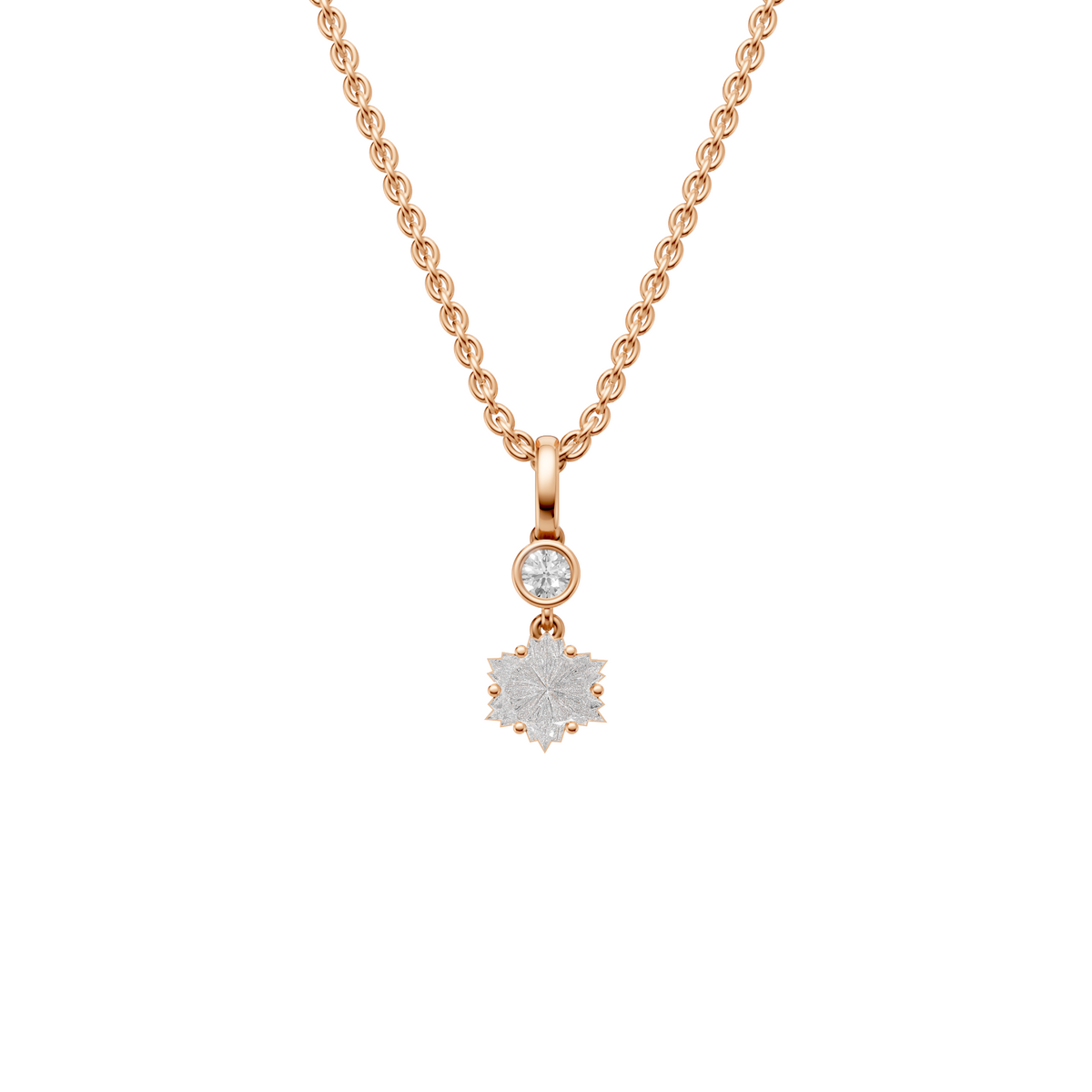 Lab Diamond Starburst Necklace Floral Pendant