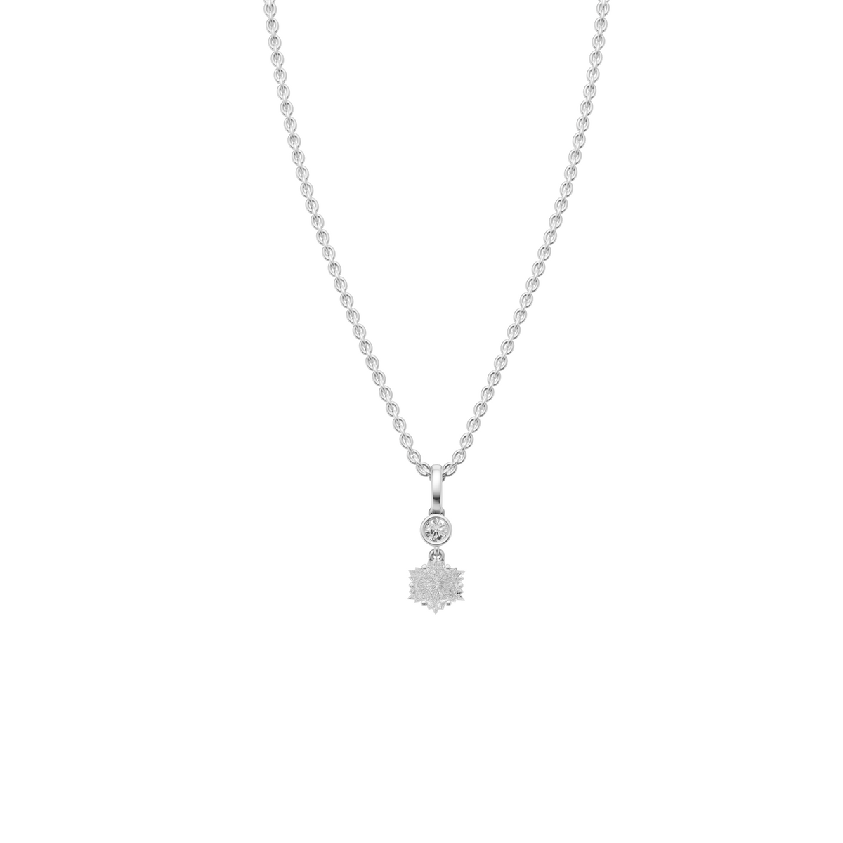Lab Diamond Starburst Necklace Floral Pendant