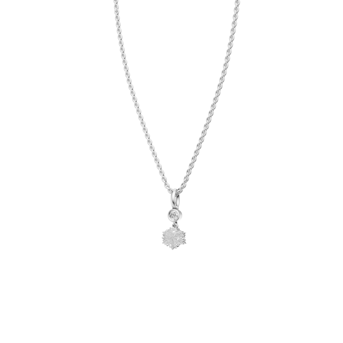 Lab Diamond Starburst Necklace Floral Pendant