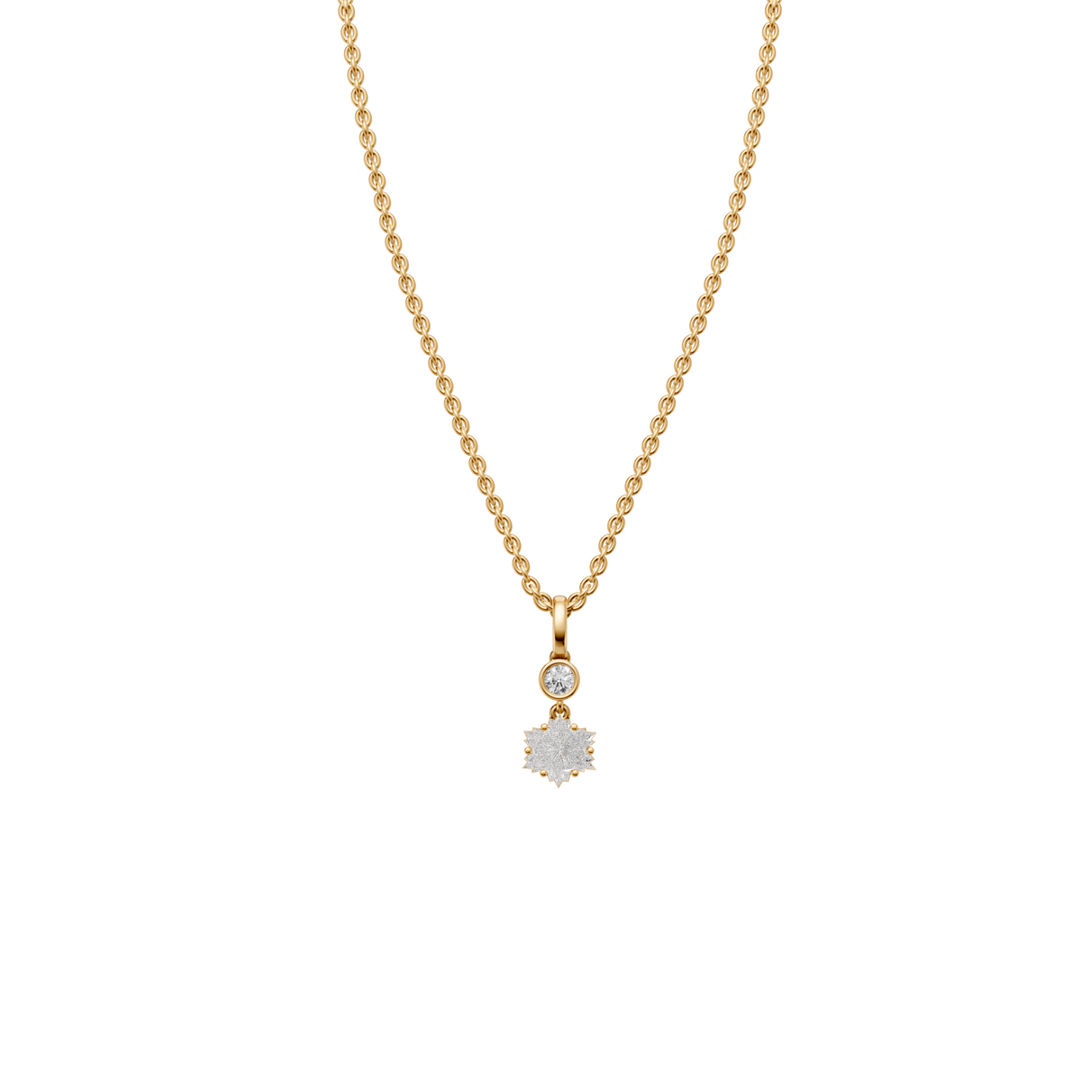 Lab Diamond Starburst Necklace Floral Pendant