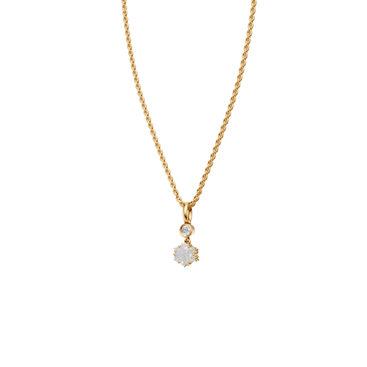 Lab Diamond Starburst Necklace Floral Pendant