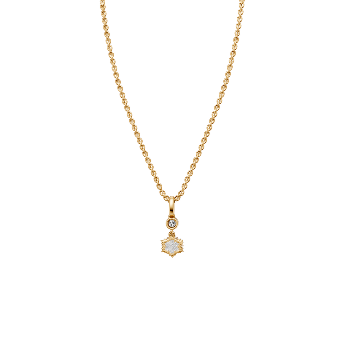 Lab Diamond Starburst Necklace Floral Pendant