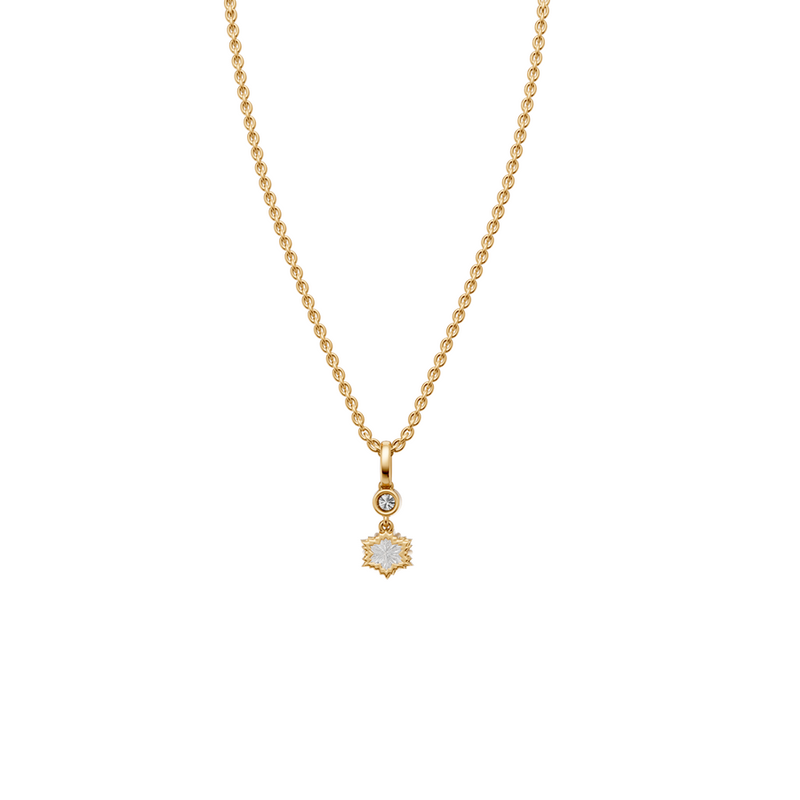 Lab Diamond Starburst Necklace Floral Pendant